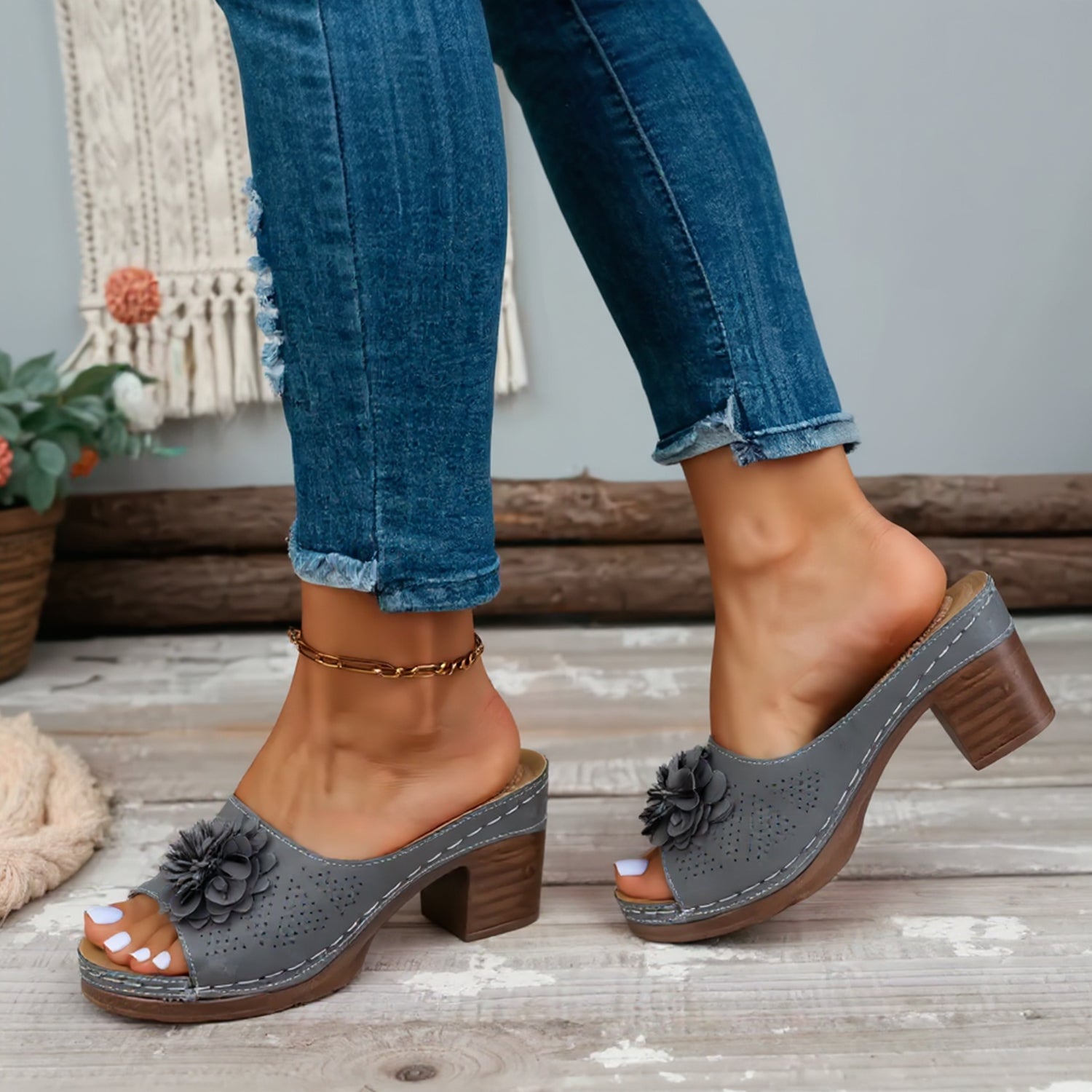 Petal Block Mules