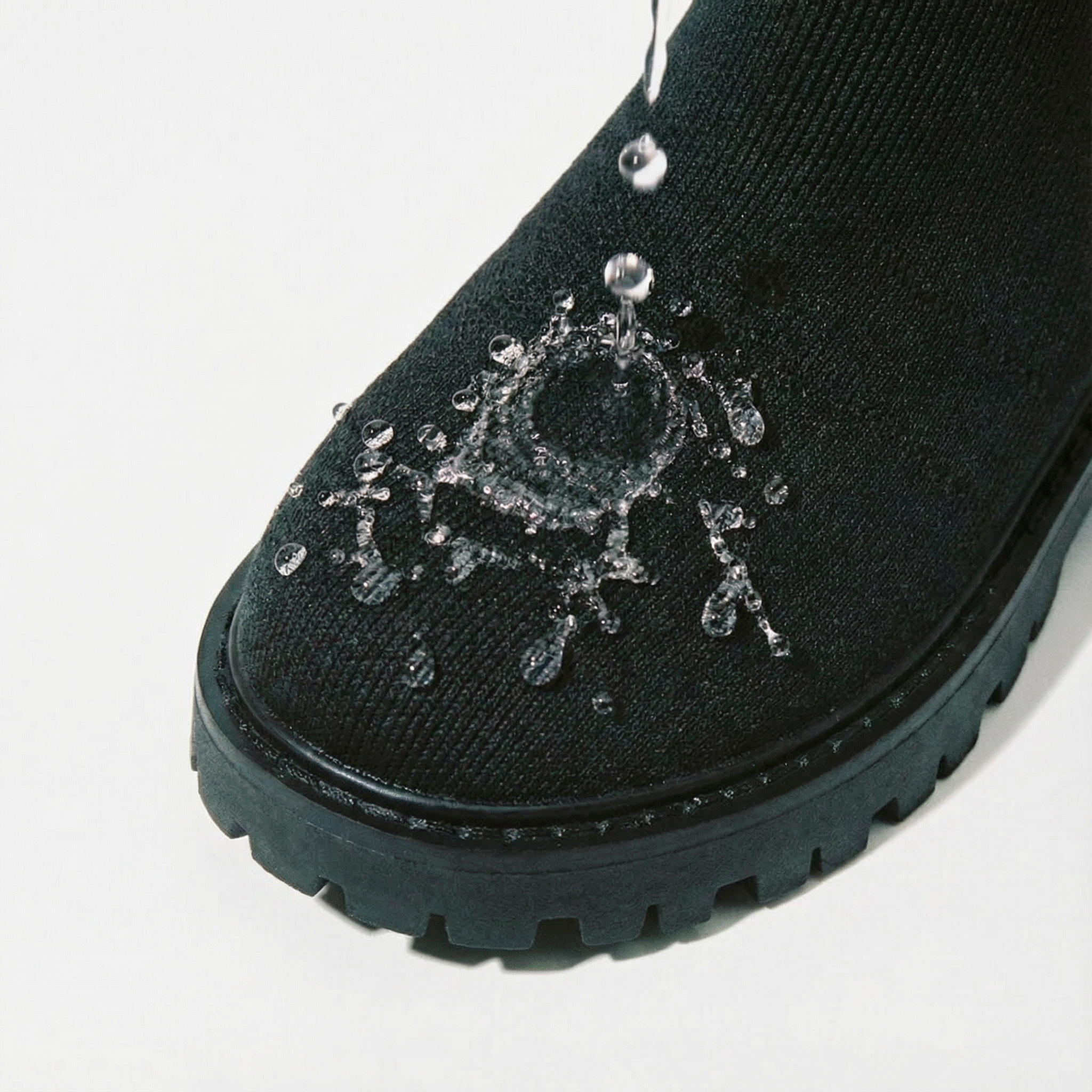 Round-Toe Wool Knit Knee-High Boots