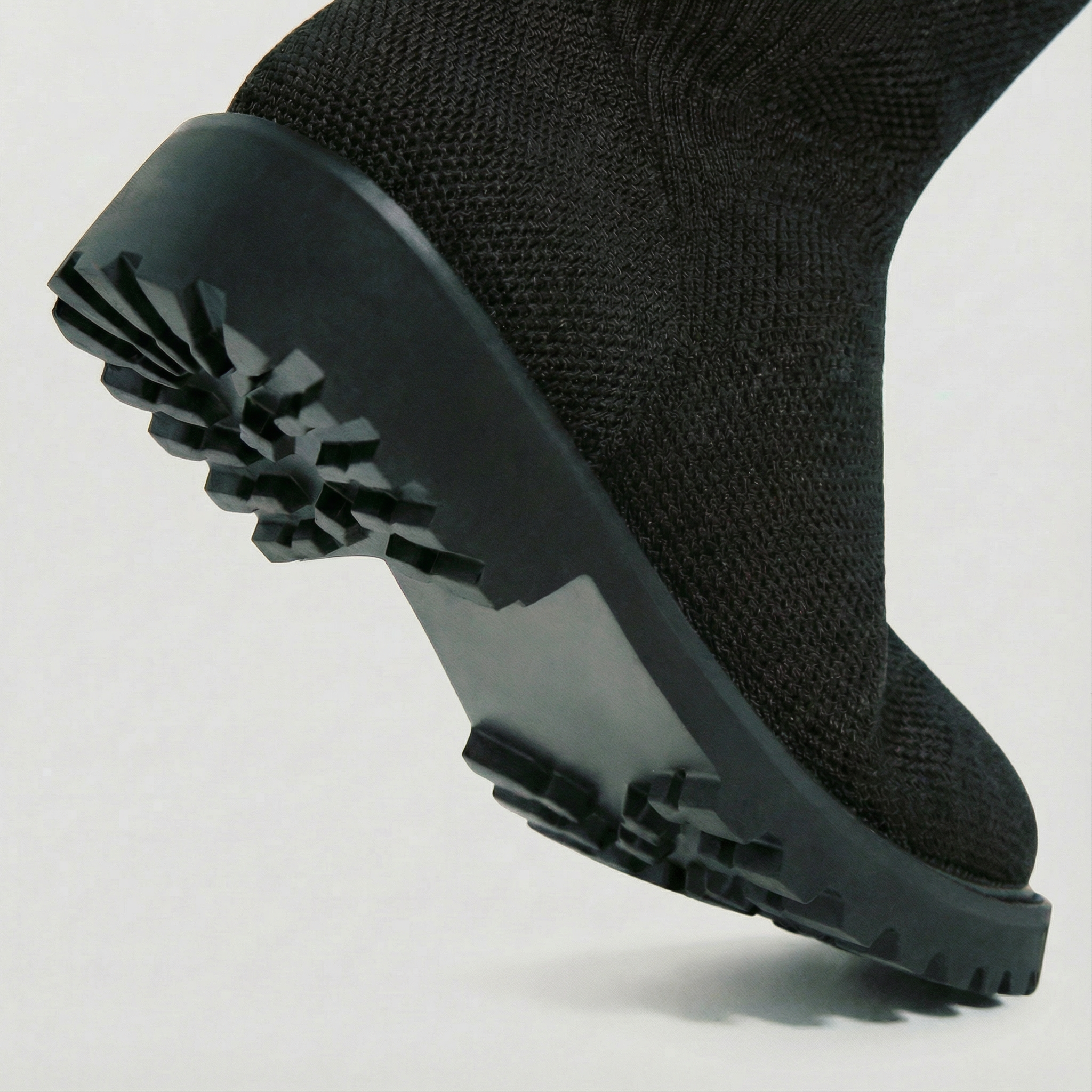 Round-Toe Wool Knit Knee-High Boots