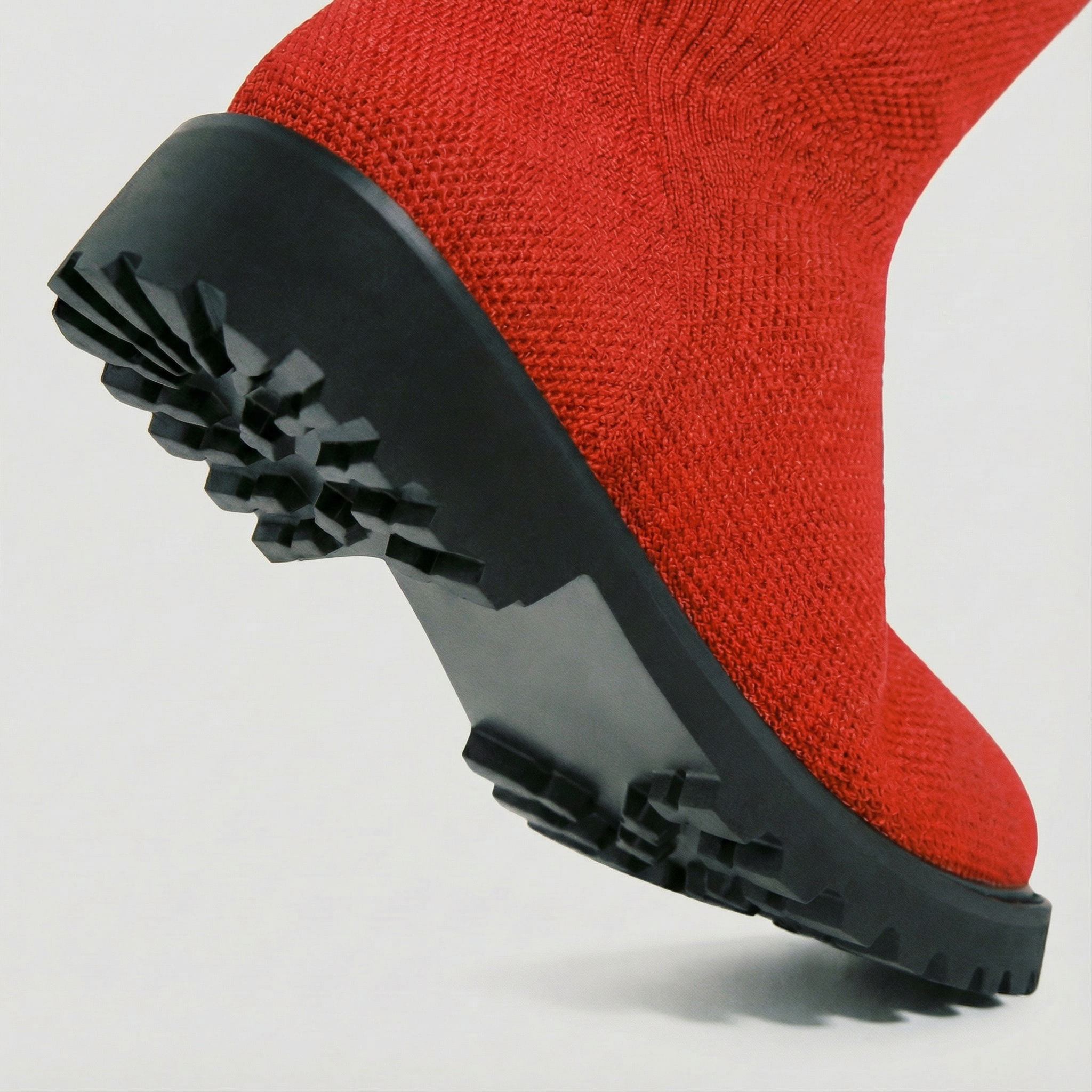 Round-Toe Wool Knit Knee-High Boots