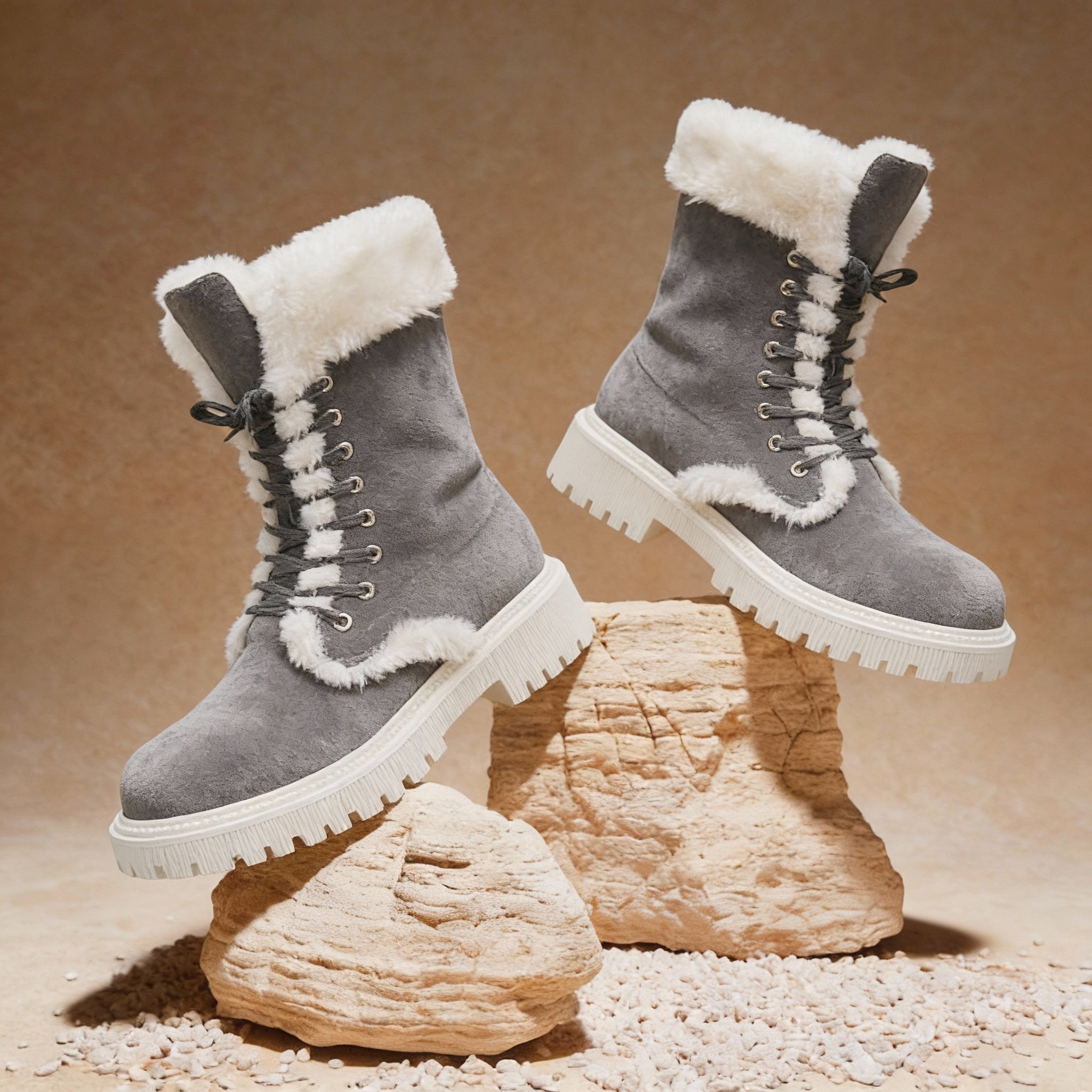 Faux Fur Water-Repellent Lightweight Warm Boots