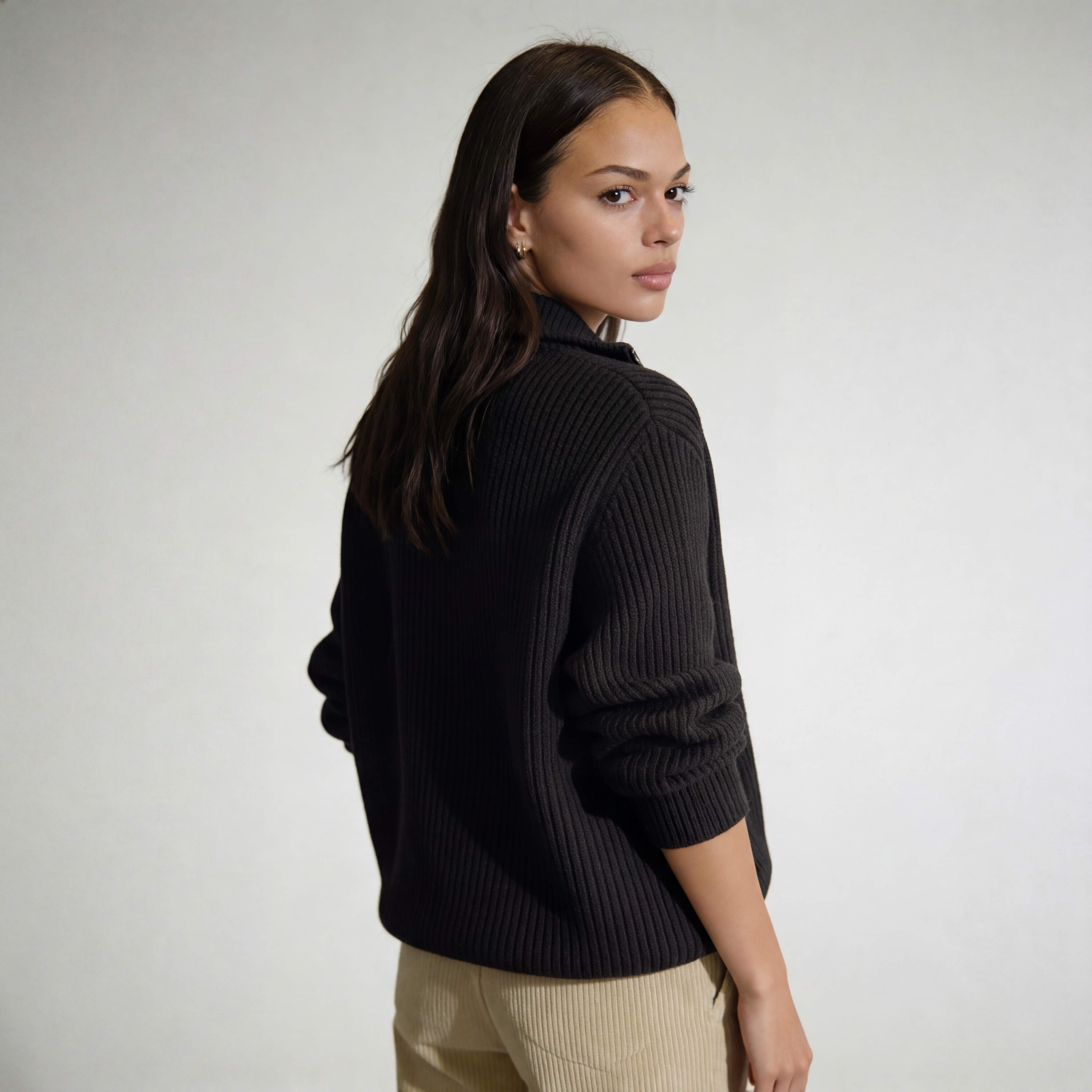 The Classic Ribbed Knit Quarter Zip