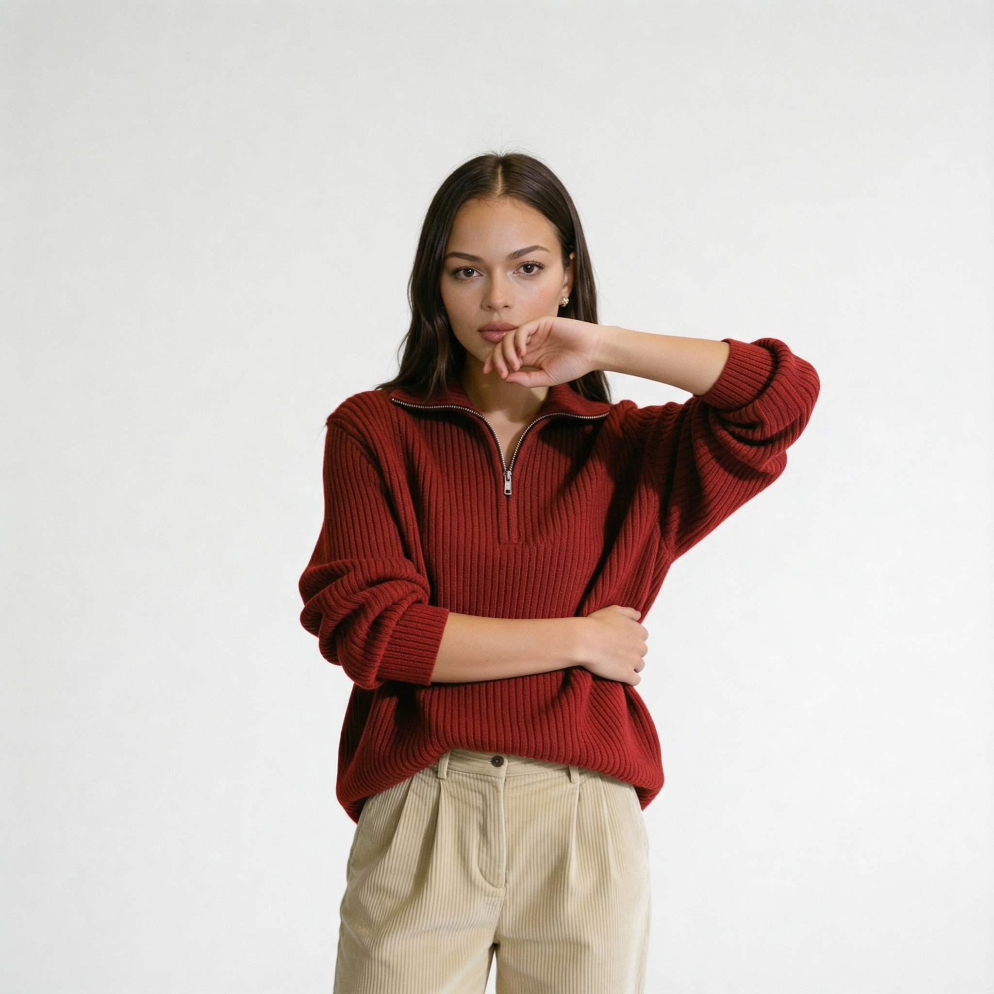 The Classic Ribbed Knit Quarter Zip