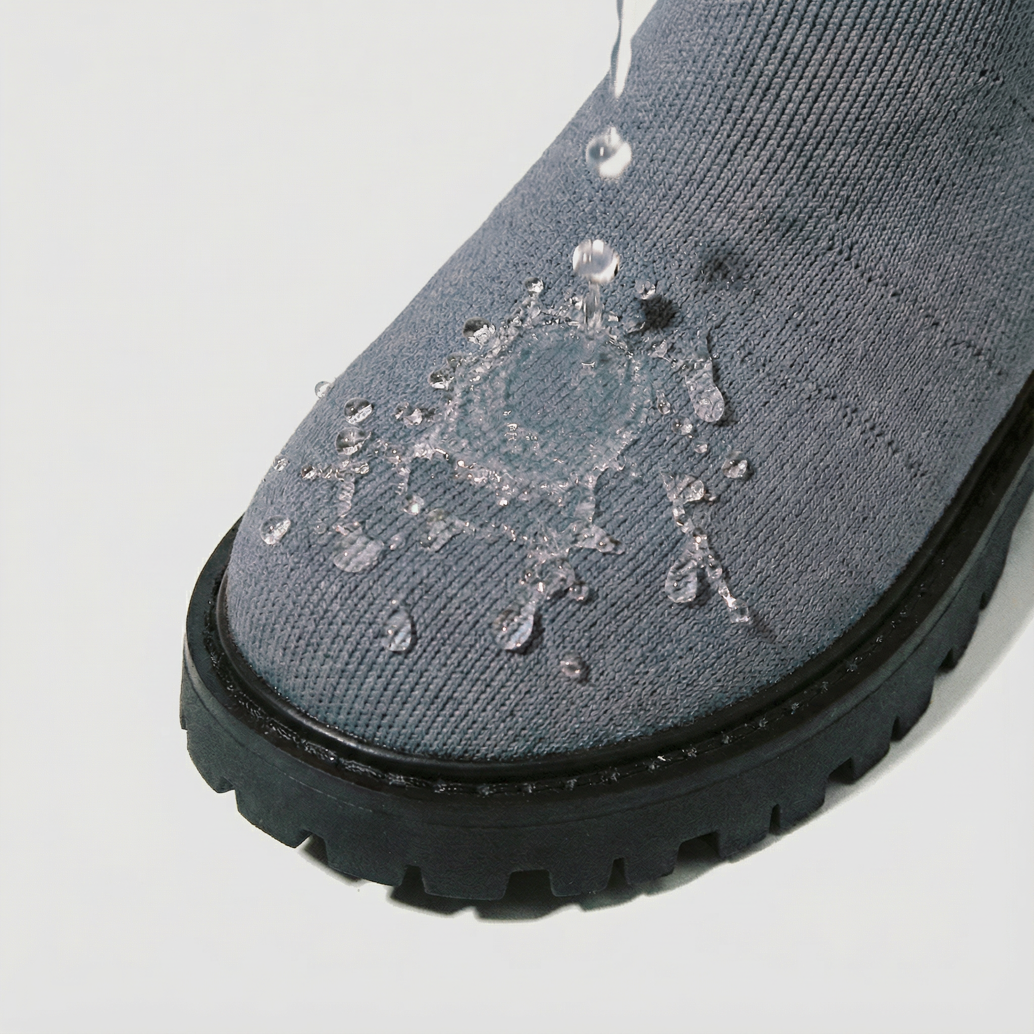 Round-Toe Wool Knit Knee-High Boots