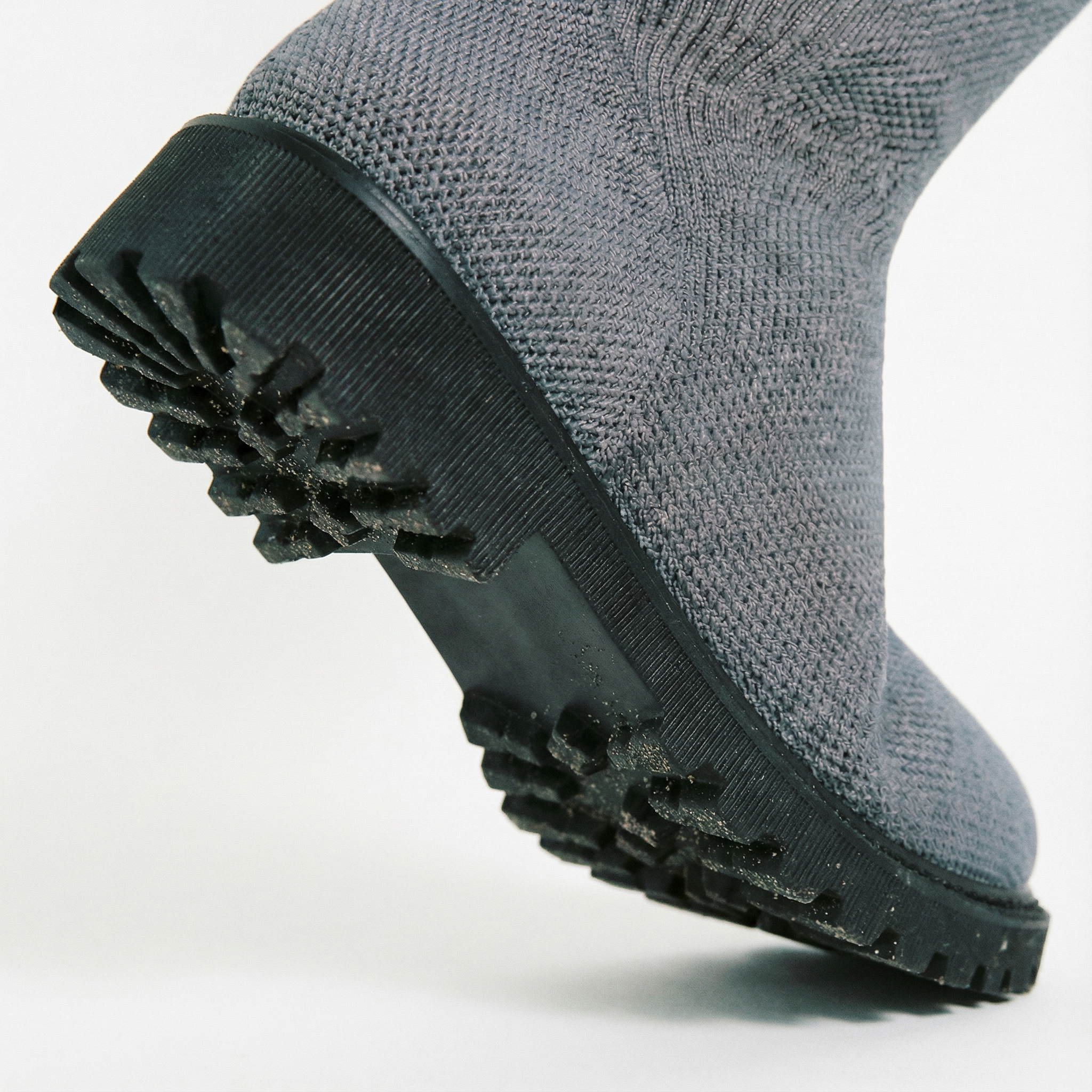 Round-Toe Wool Knit Knee-High Boots