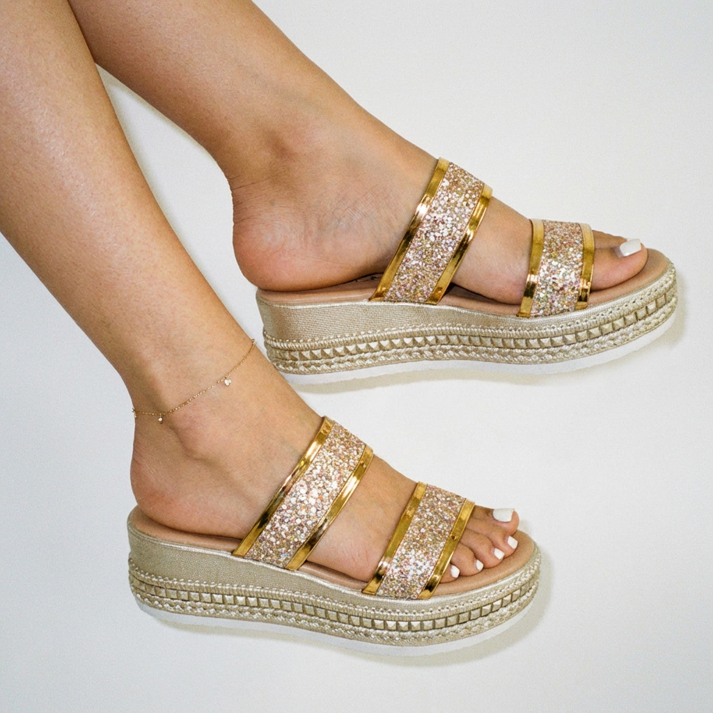 Champagne Weave Wedges