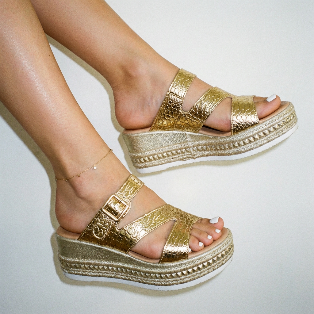 Champagne Weave Wedges