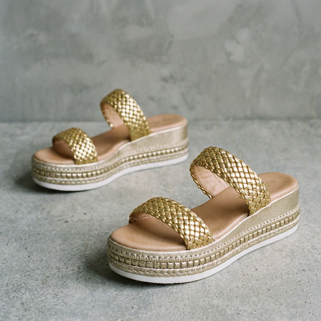 Champagne Weave Wedges