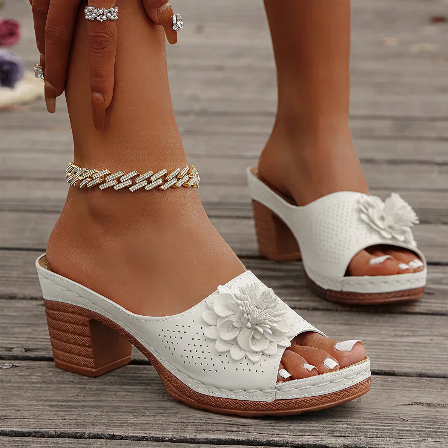 Petal Block Mules