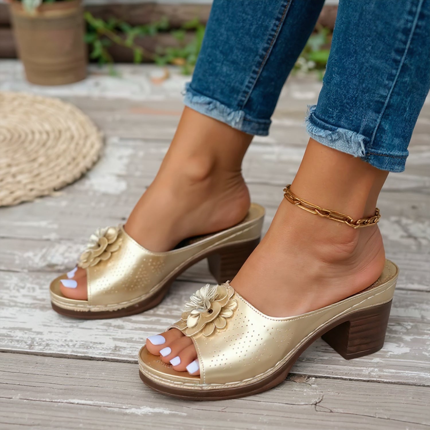 Petal Block Mules