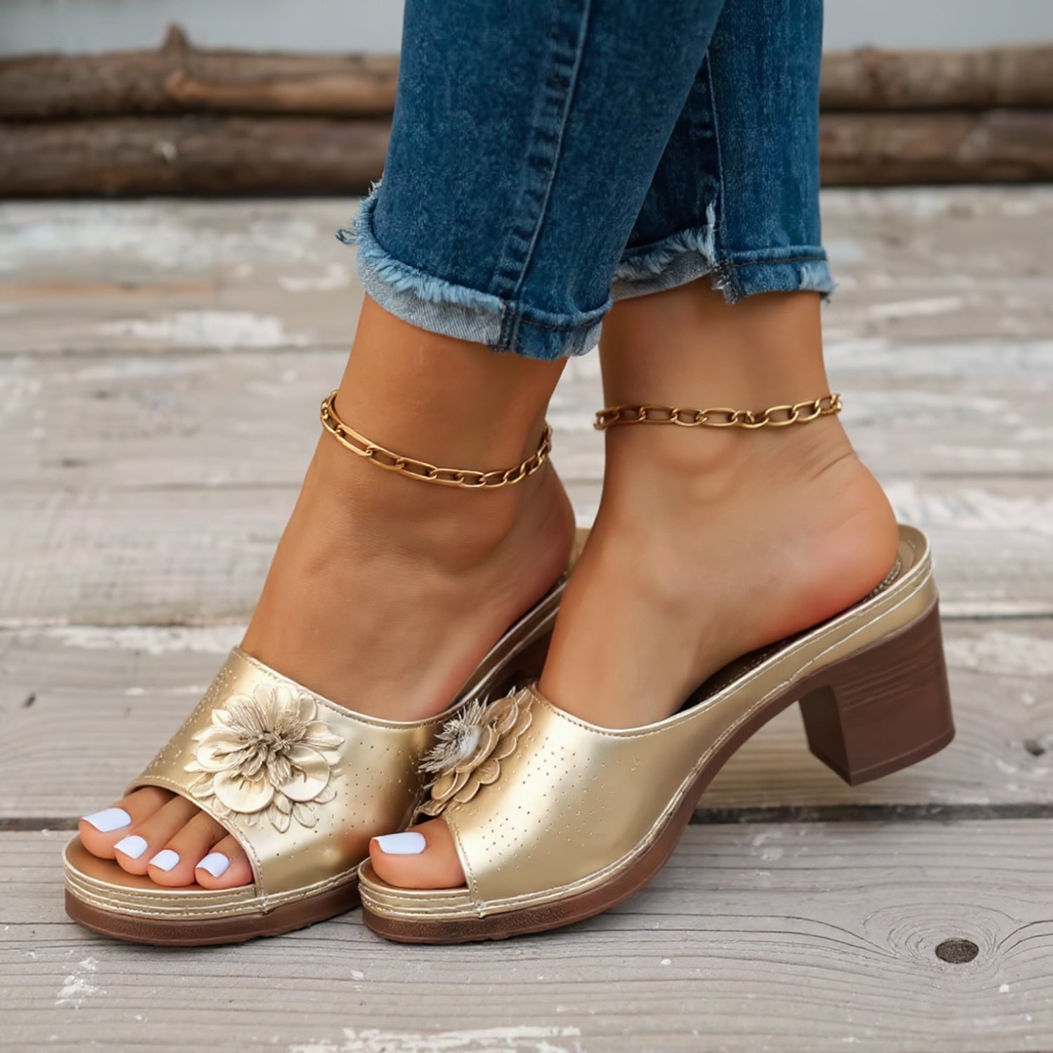 Petal Block Mules