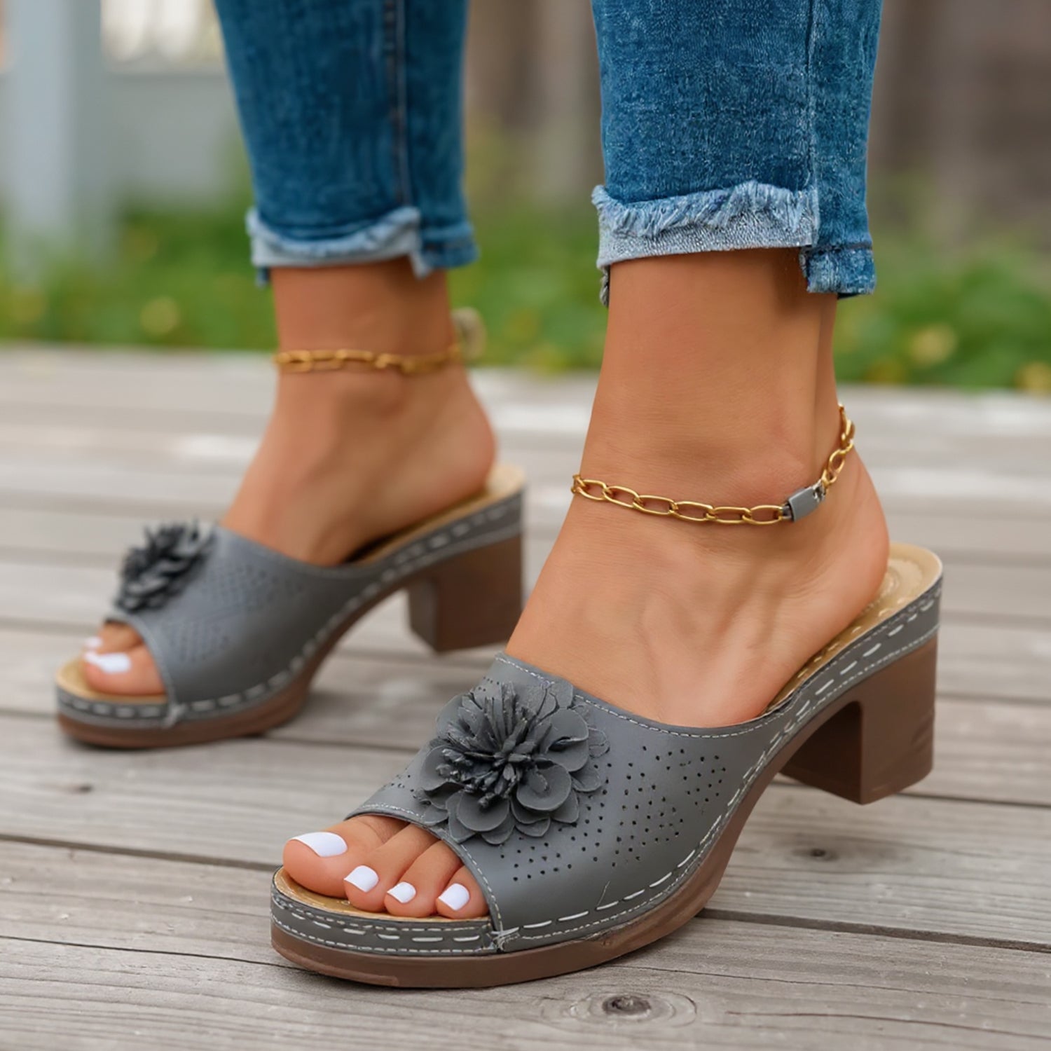 Petal Block Mules