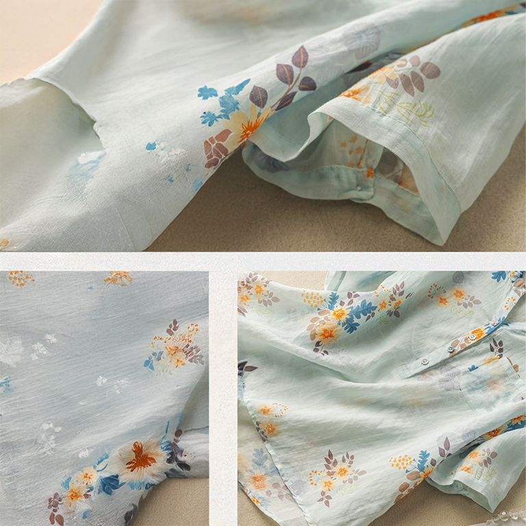 Floral Cotton-Linen Blouse
