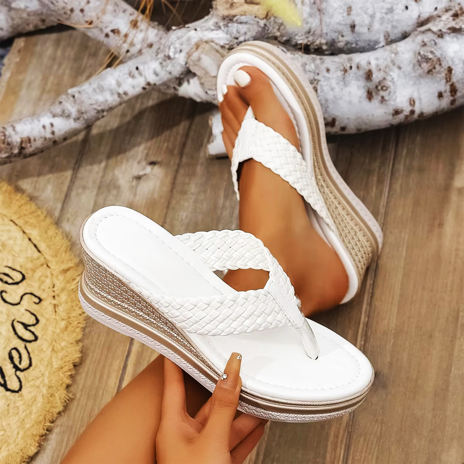 Shimmer Wedge Sandals