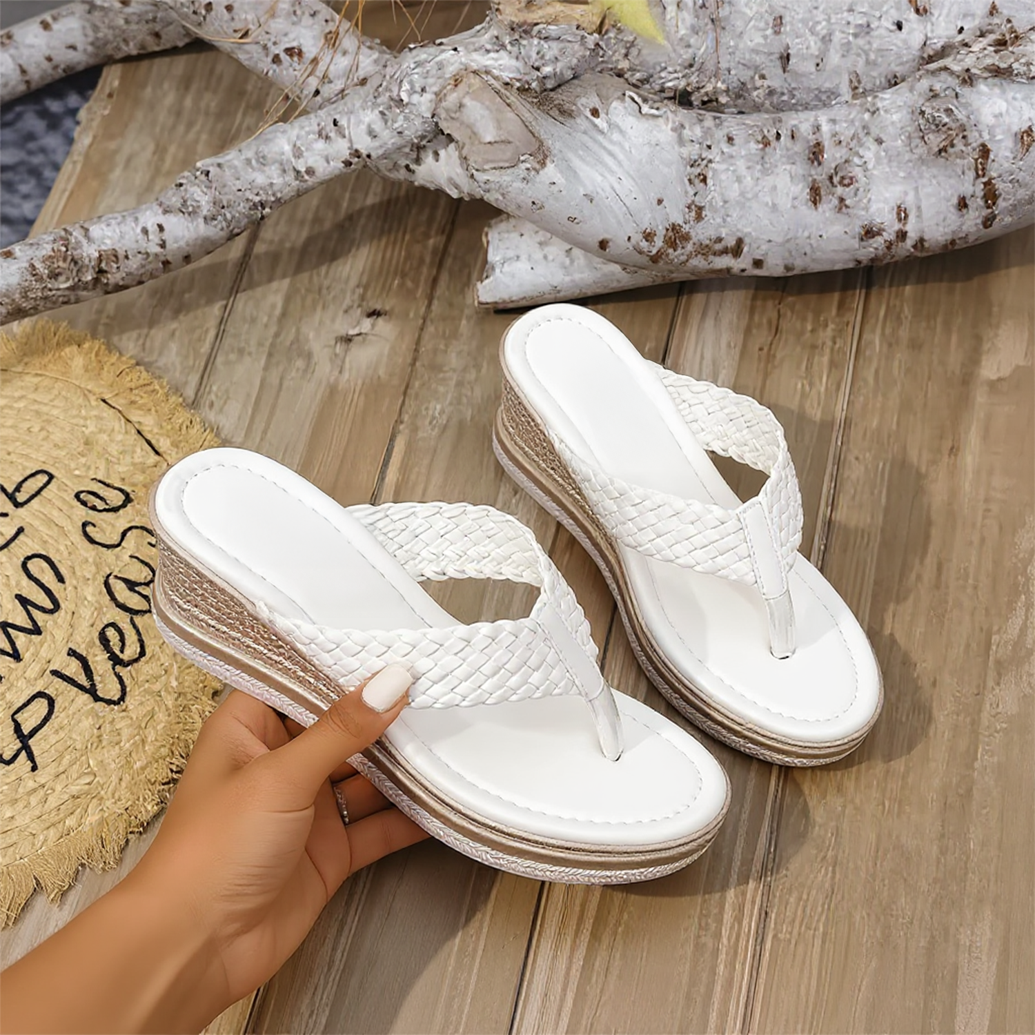 Shimmer Wedge Sandals