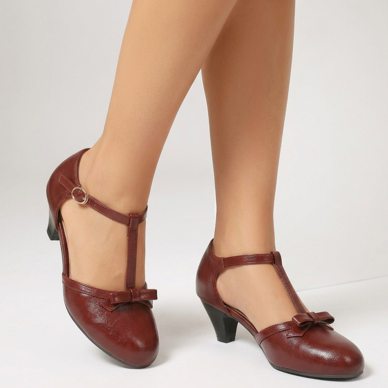 Scarlett Bow T-Strap Mary Jane Heels
