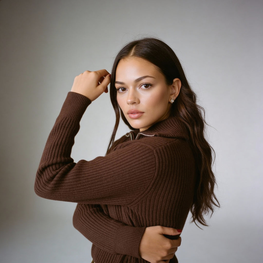 The Classic Ribbed Knit Quarter Zip