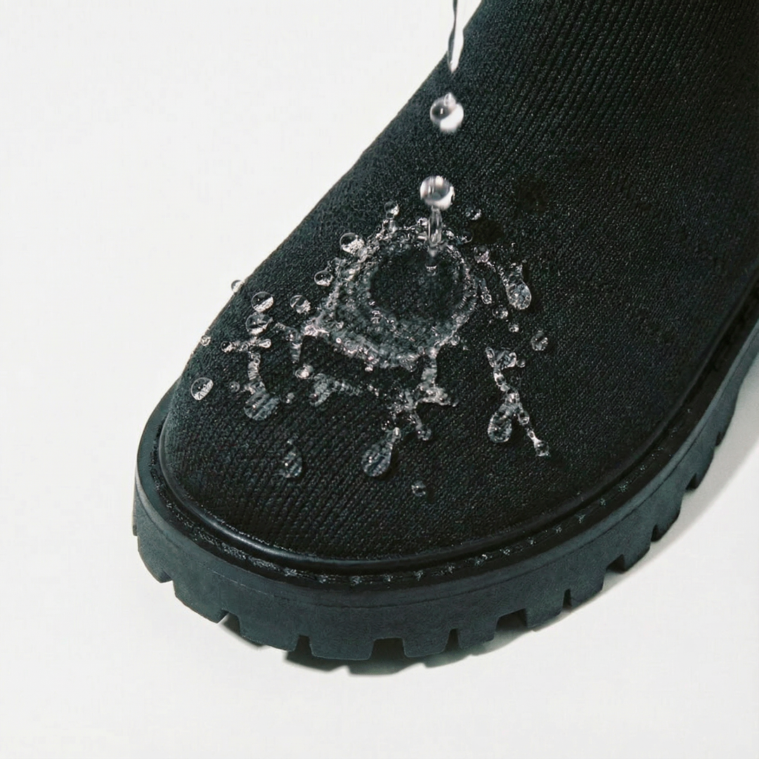 Round-Toe Wool Knit Knee-High Boots