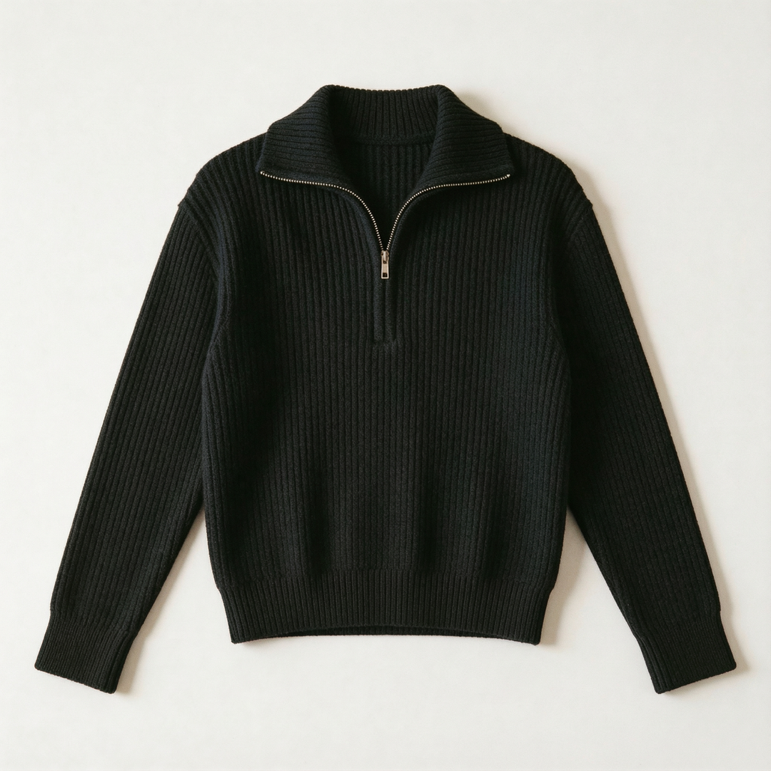 The Classic Ribbed Knit Quarter Zip