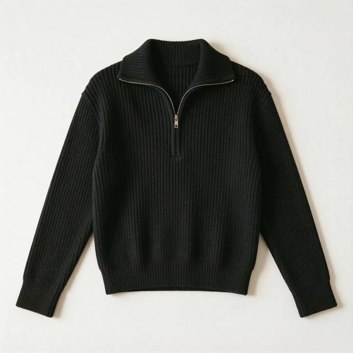 The Classic Ribbed Knit Quarter Zip