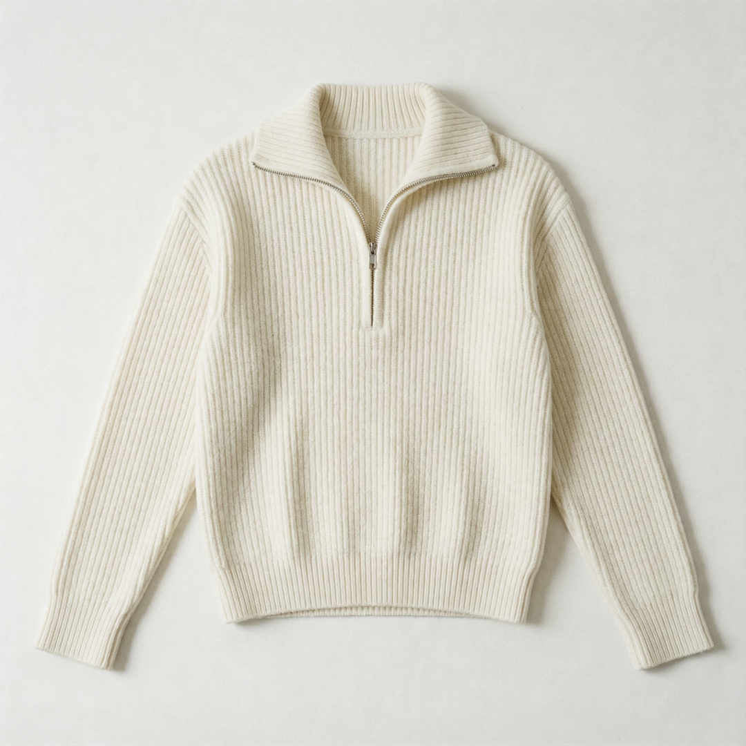 The Classic Ribbed Knit Quarter Zip
