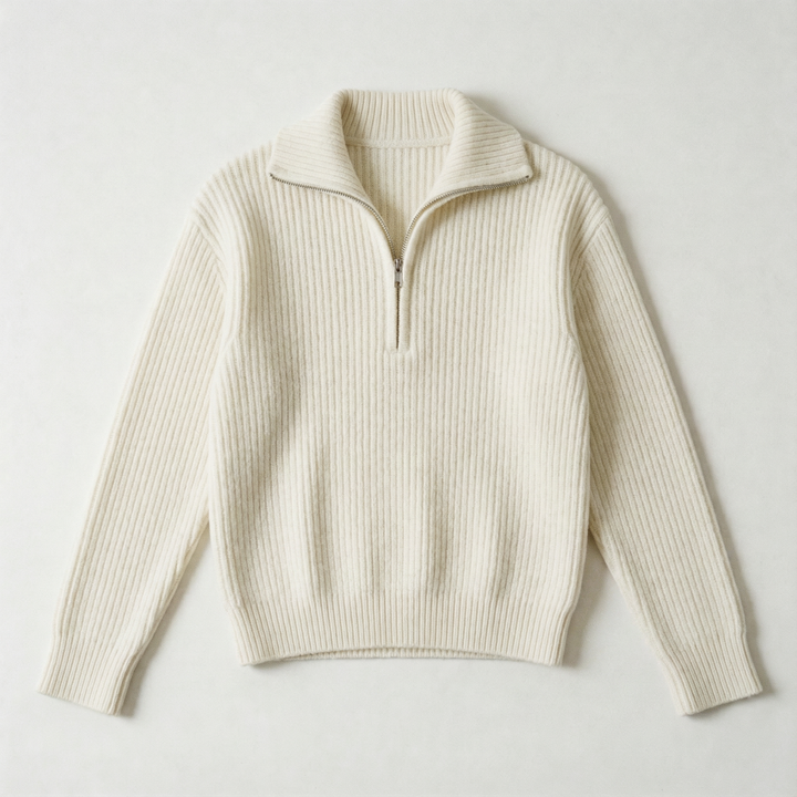 The Classic Ribbed Knit Quarter Zip