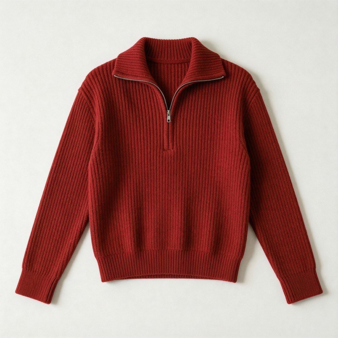 The Classic Ribbed Knit Quarter Zip