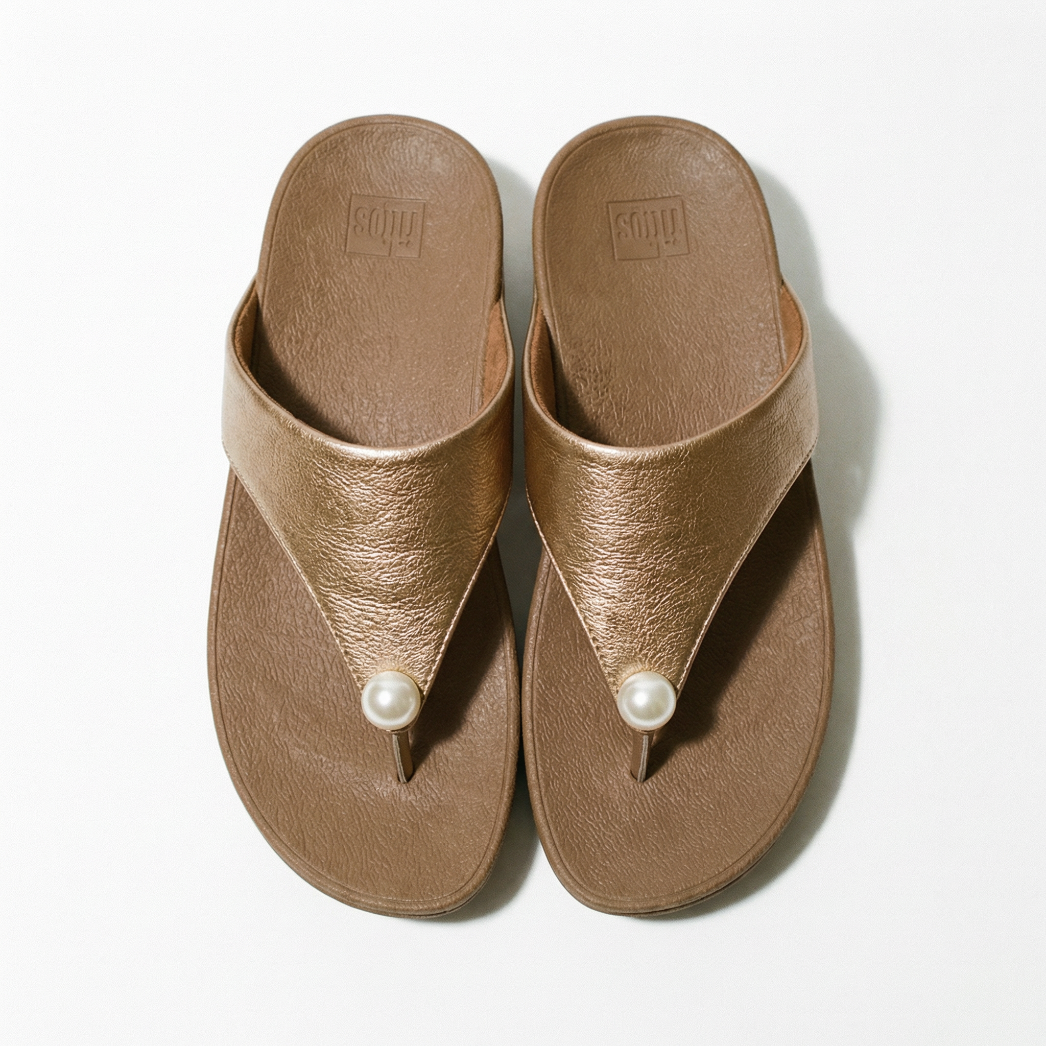 Bronze Pearl Wedge Sandals