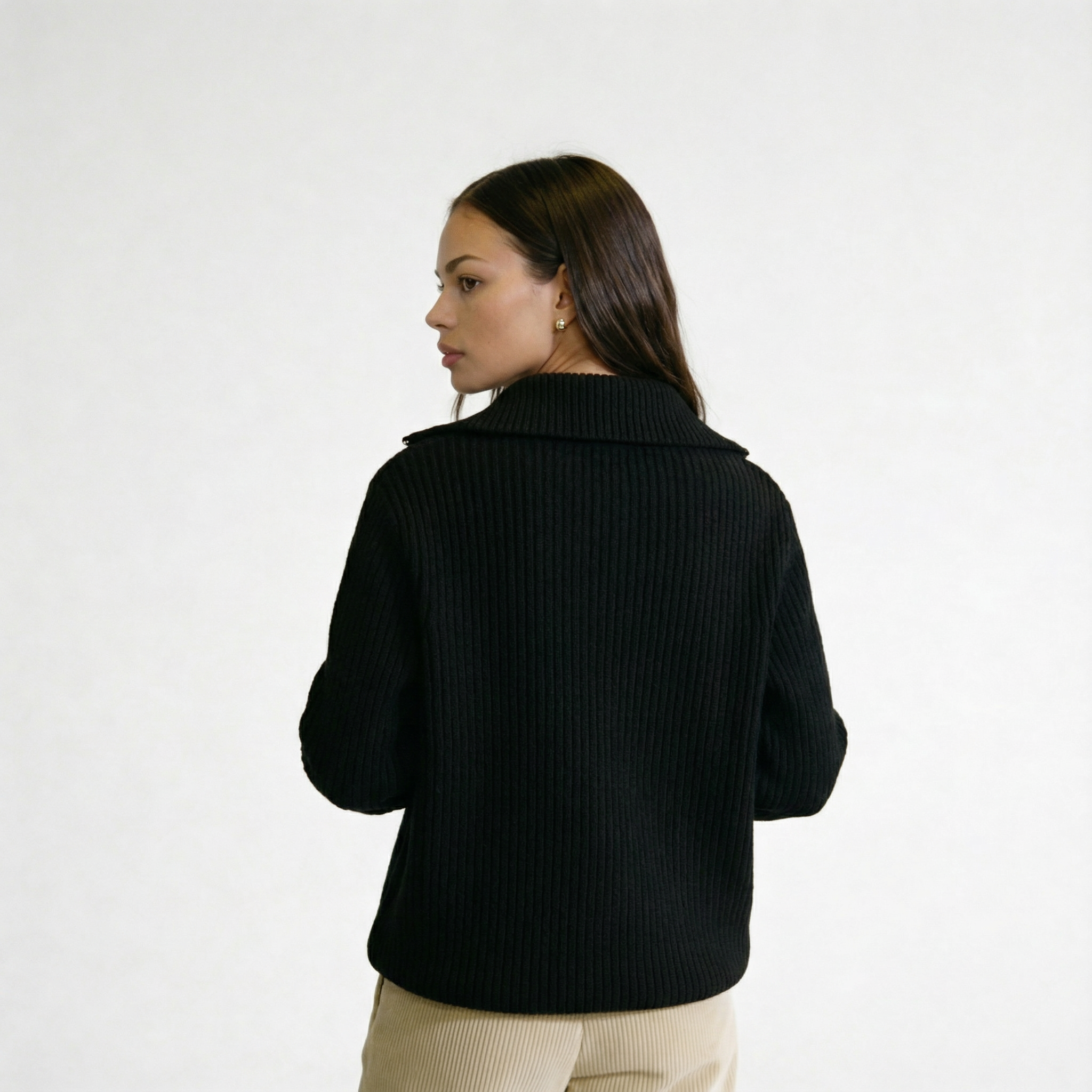 The Classic Ribbed Knit Quarter Zip
