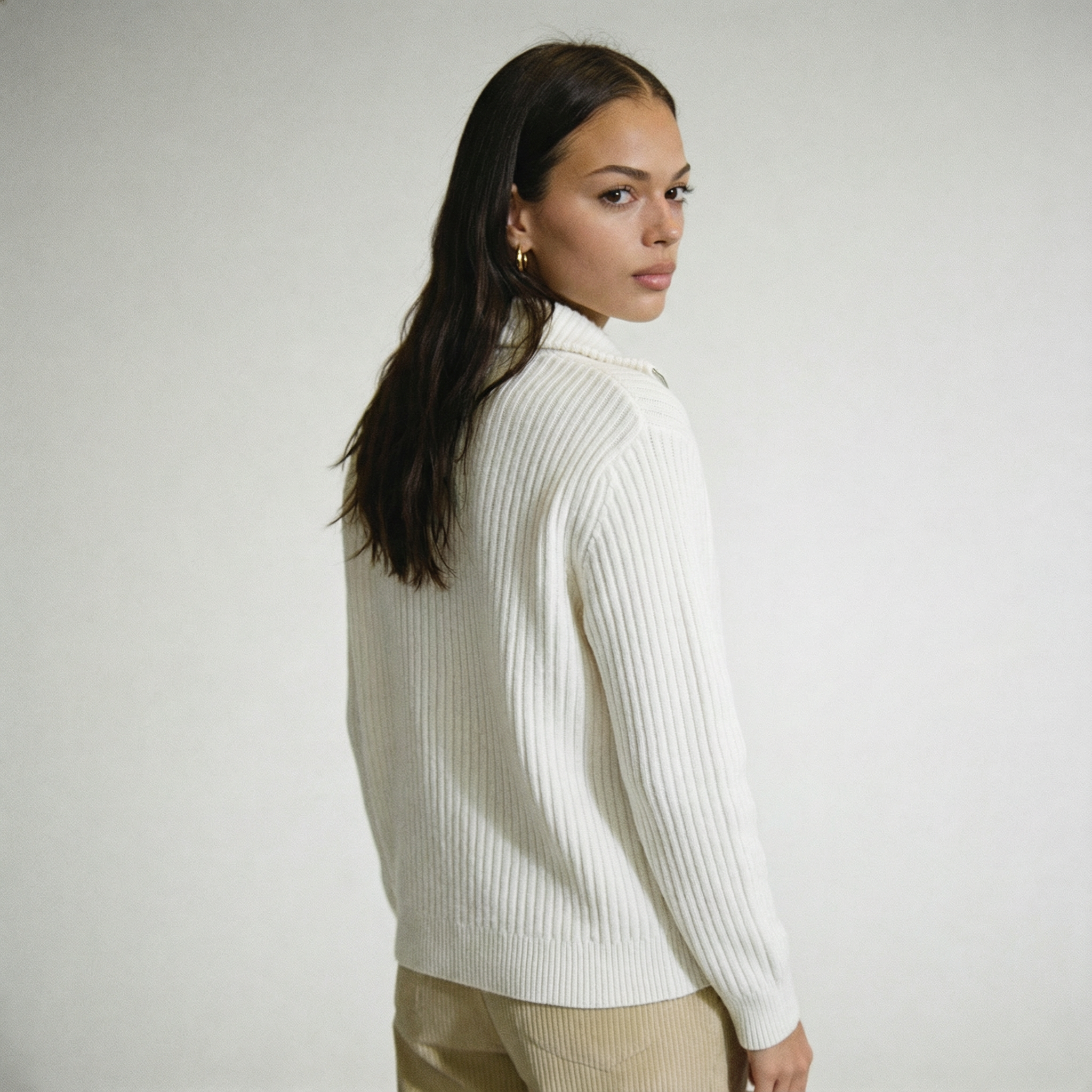 The Classic Ribbed Knit Quarter Zip