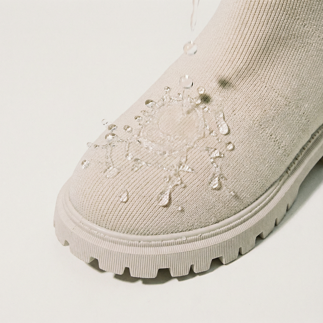 Round-Toe Wool Knit Knee-High Boots