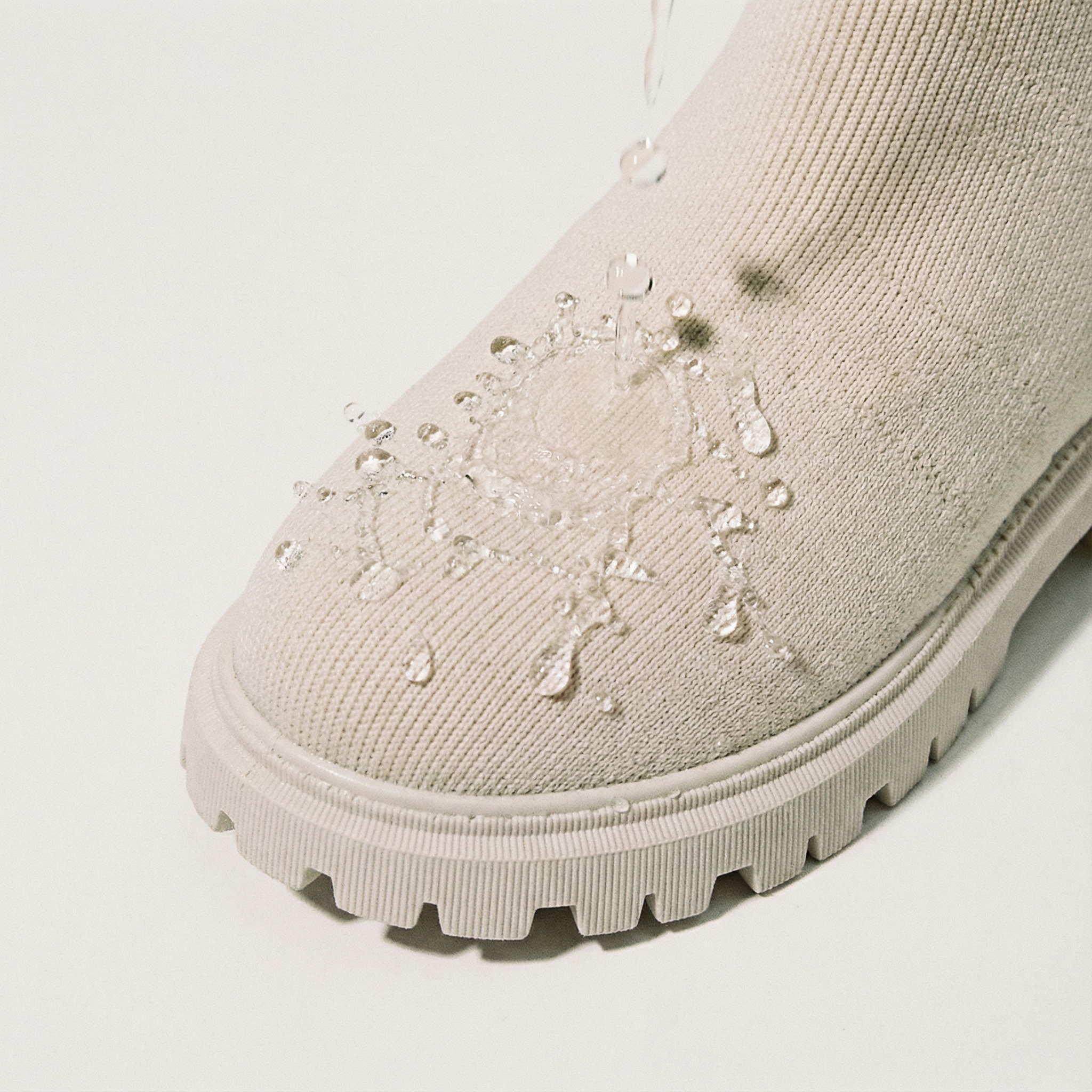 Round-Toe Wool Knit Knee-High Boots