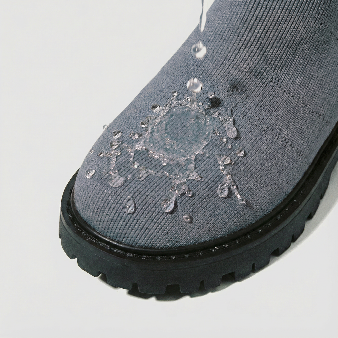 Round-Toe Wool Knit Knee-High Boots