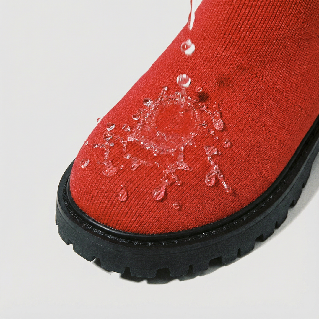 Round-Toe Wool Knit Knee-High Boots