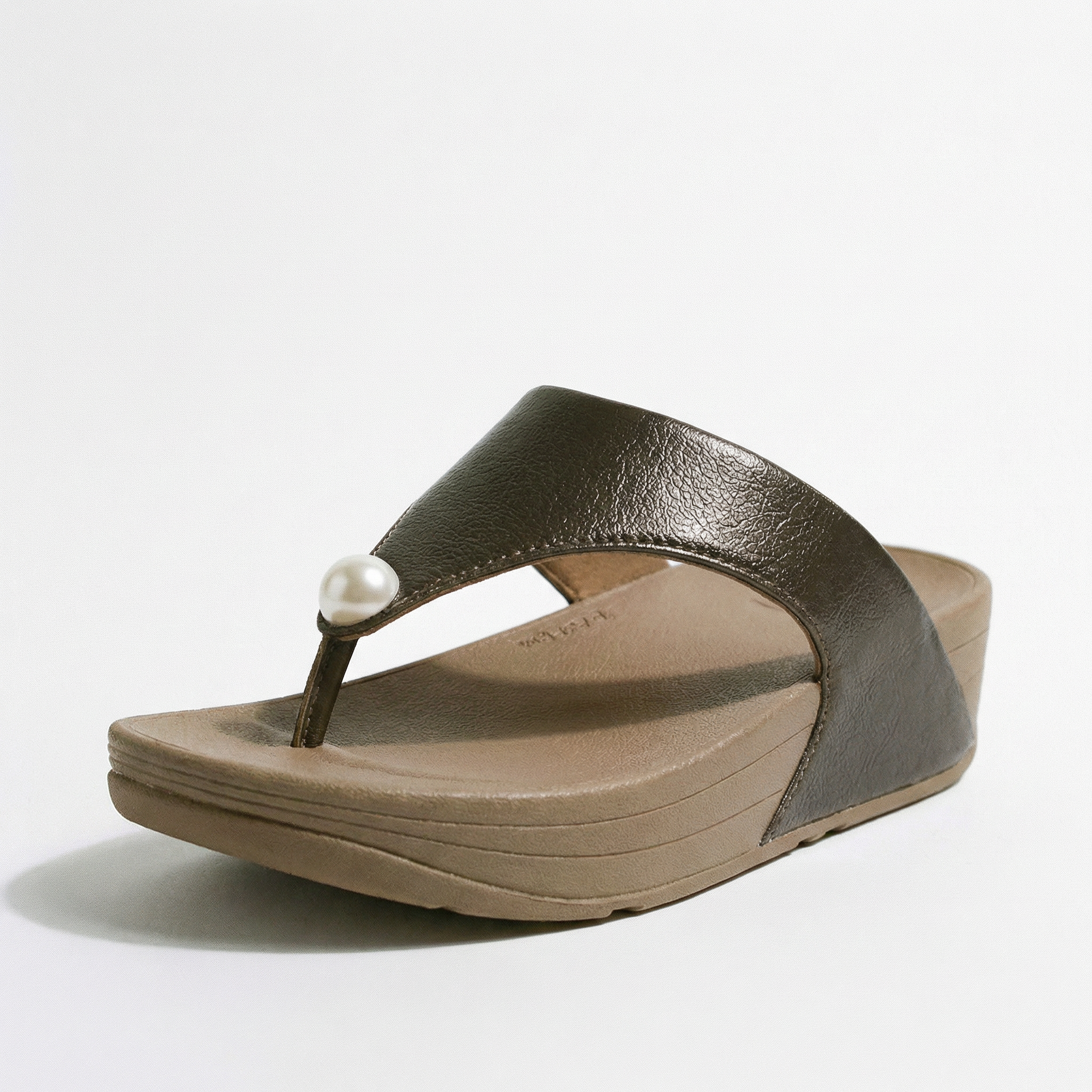 Bronze Pearl Wedge Sandals