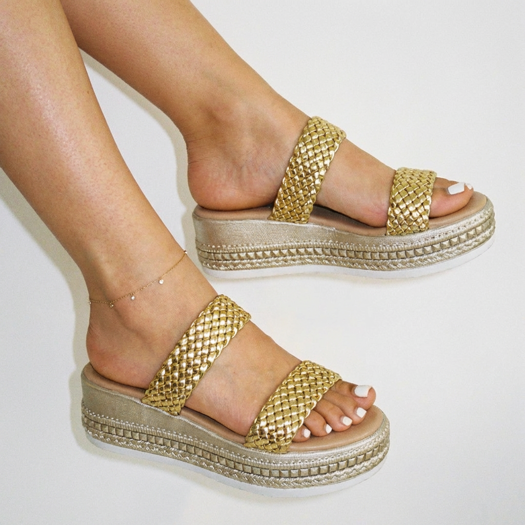 Champagne Weave Wedges