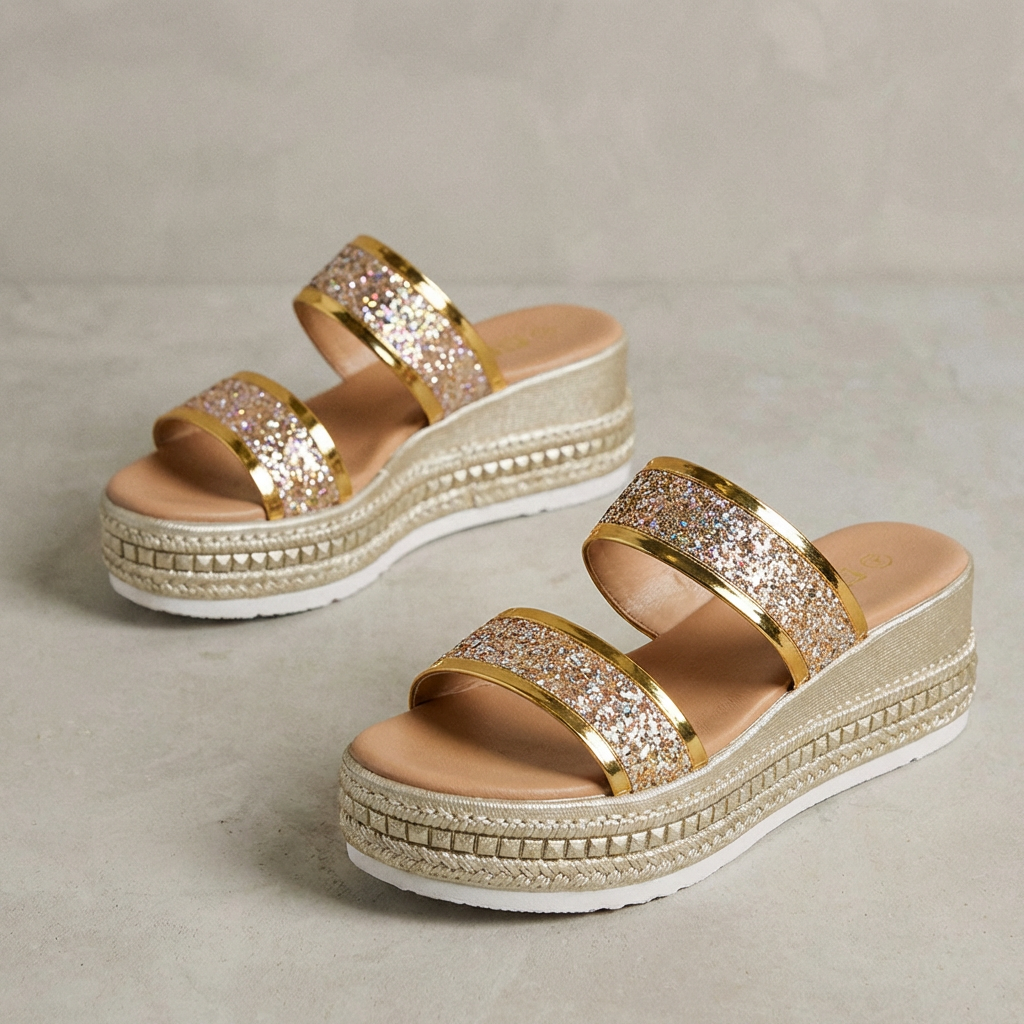 Champagne Weave Wedges