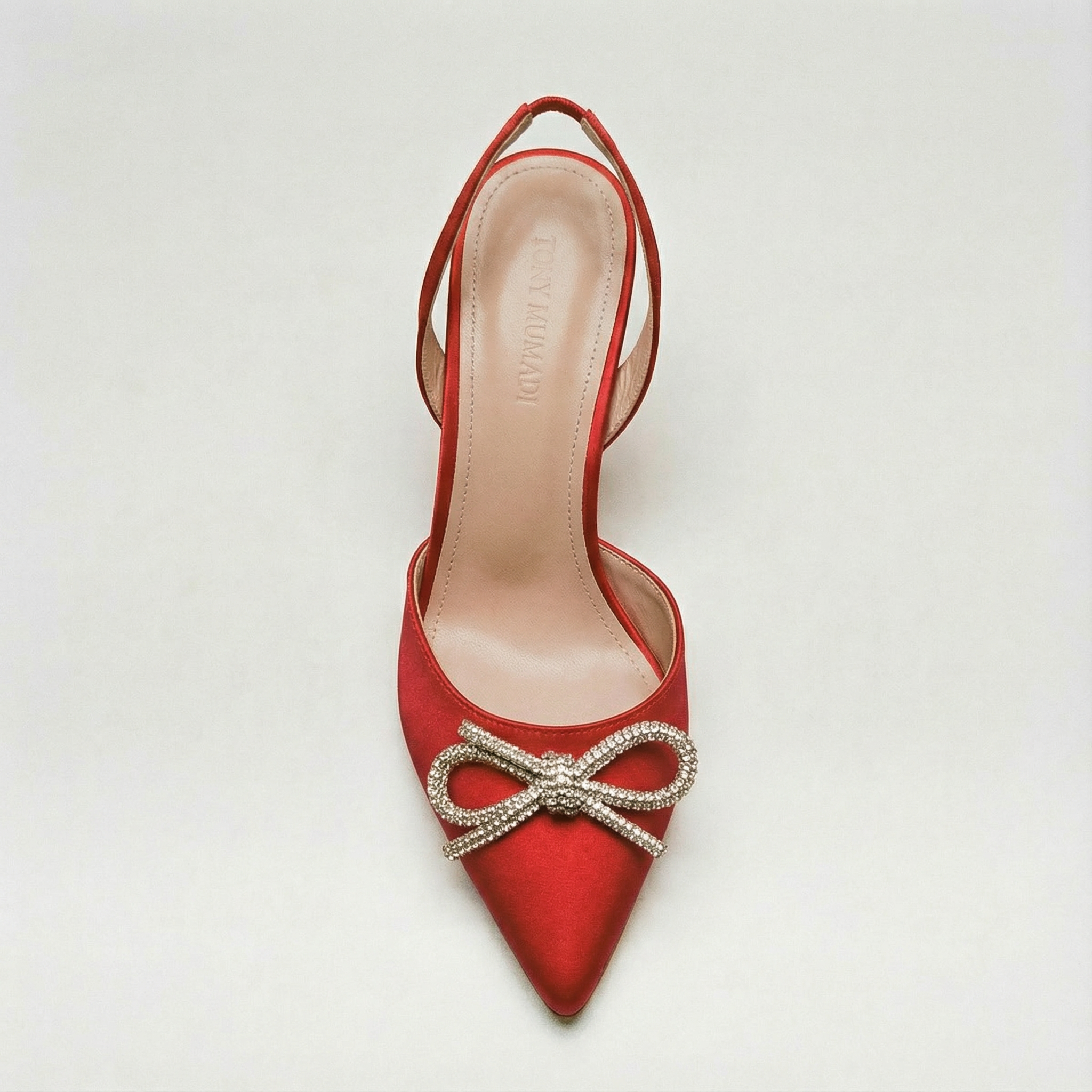 The Tyra Crystal Bow Slingback Heels