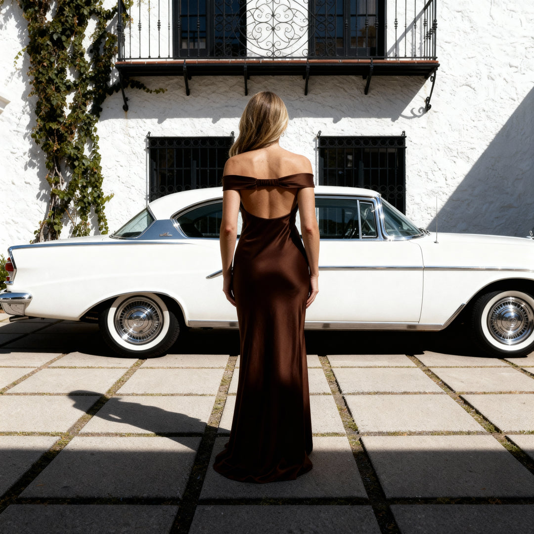 Midnight Satin Gown