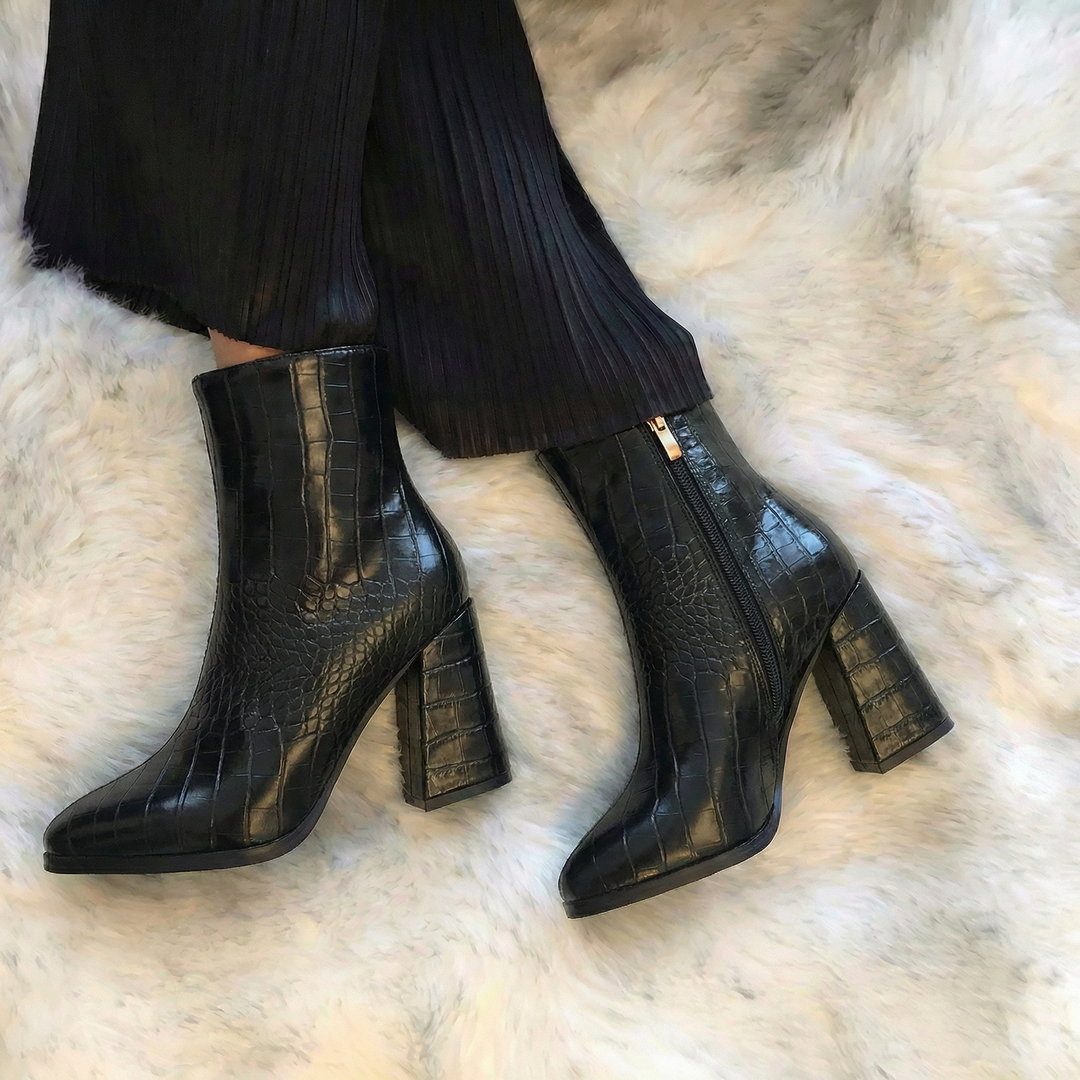 Midnight Croc Ankle Boots