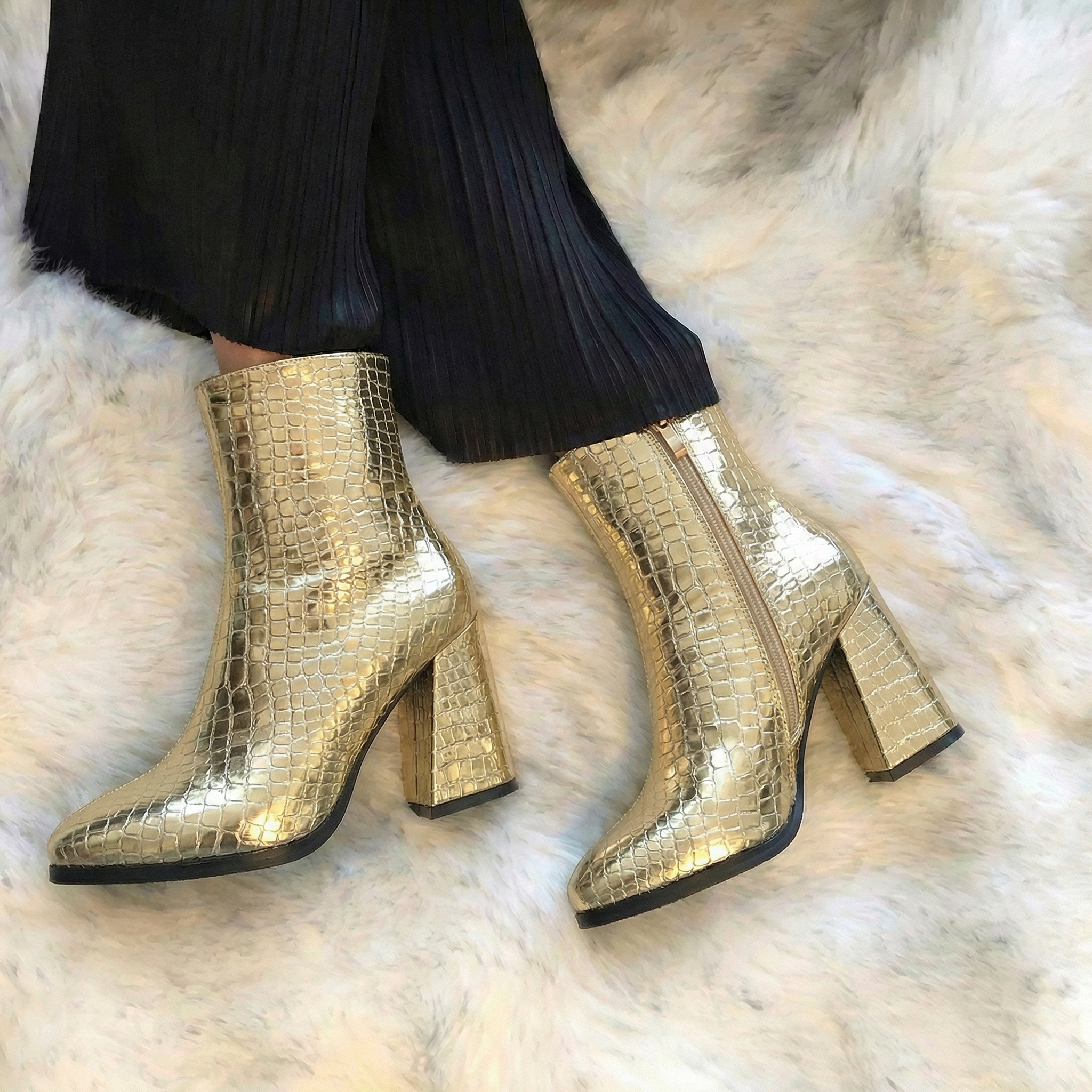 Midnight Croc Ankle Boots