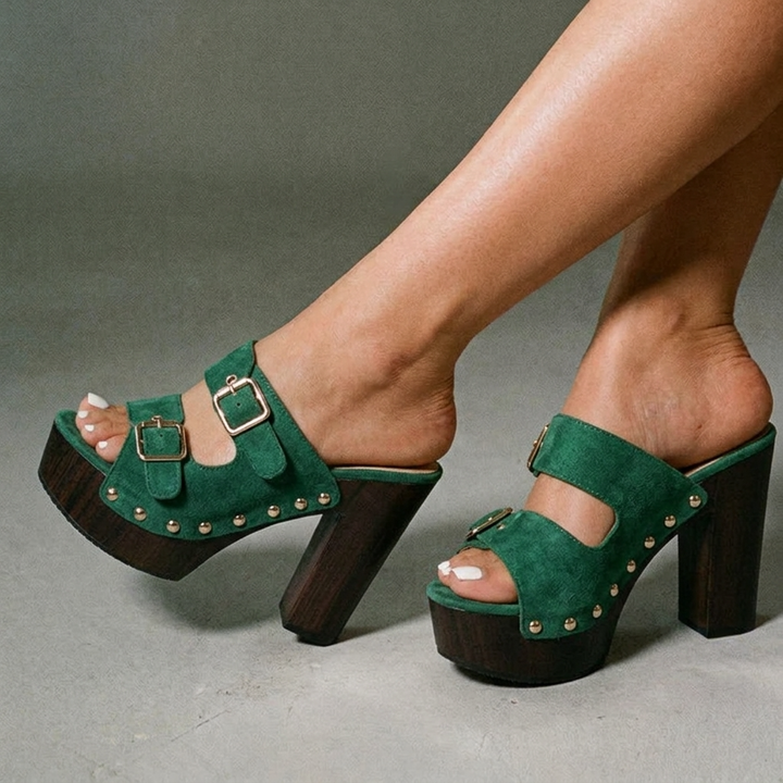 Sienna Double Buckle Heels