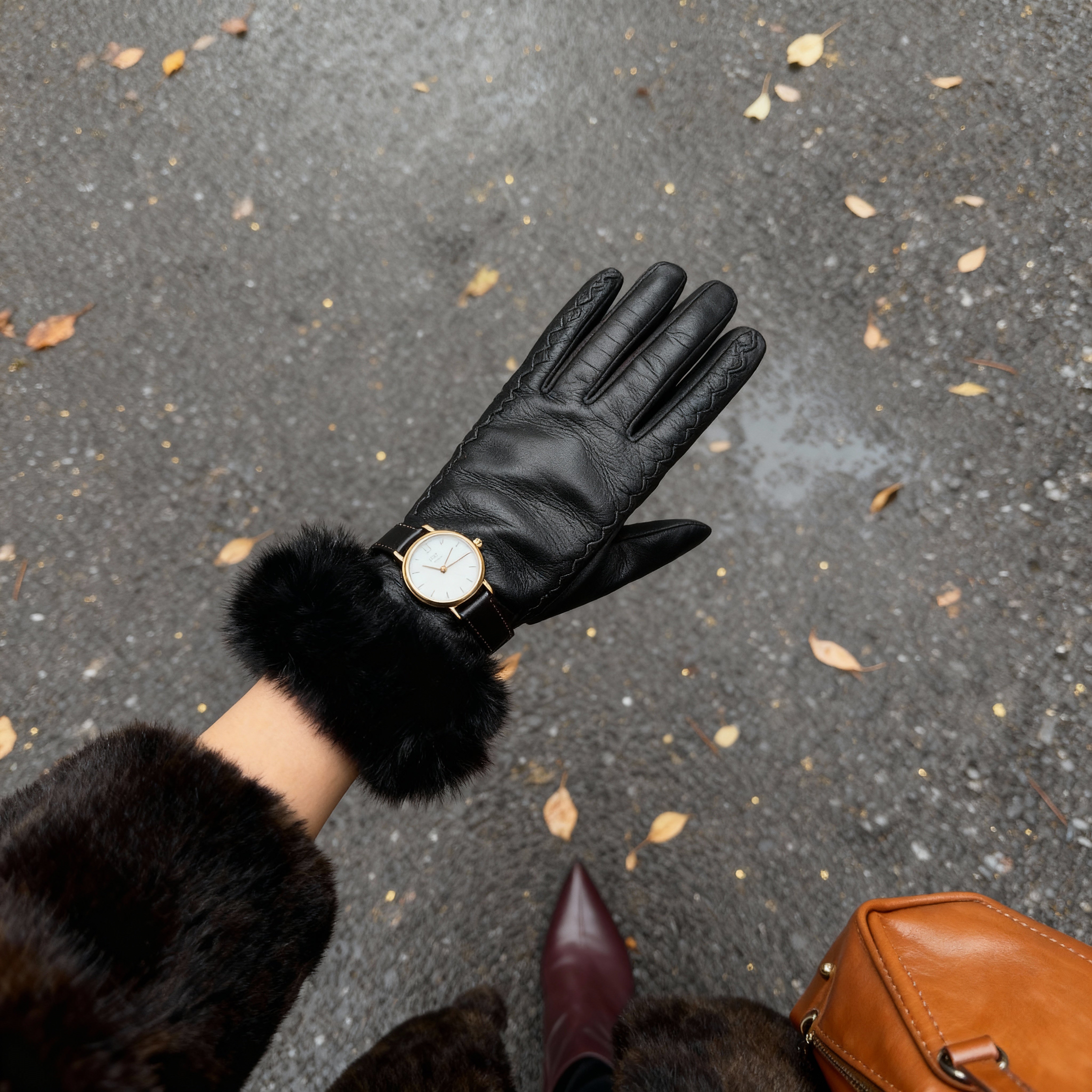 Vittoria Leather Fur Gloves