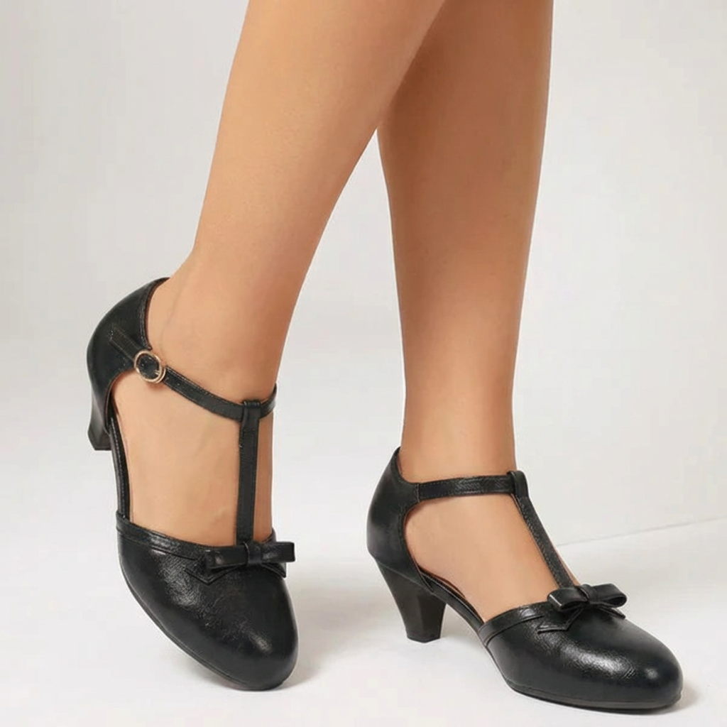 Scarlett Bow T-Strap Mary Jane Heels