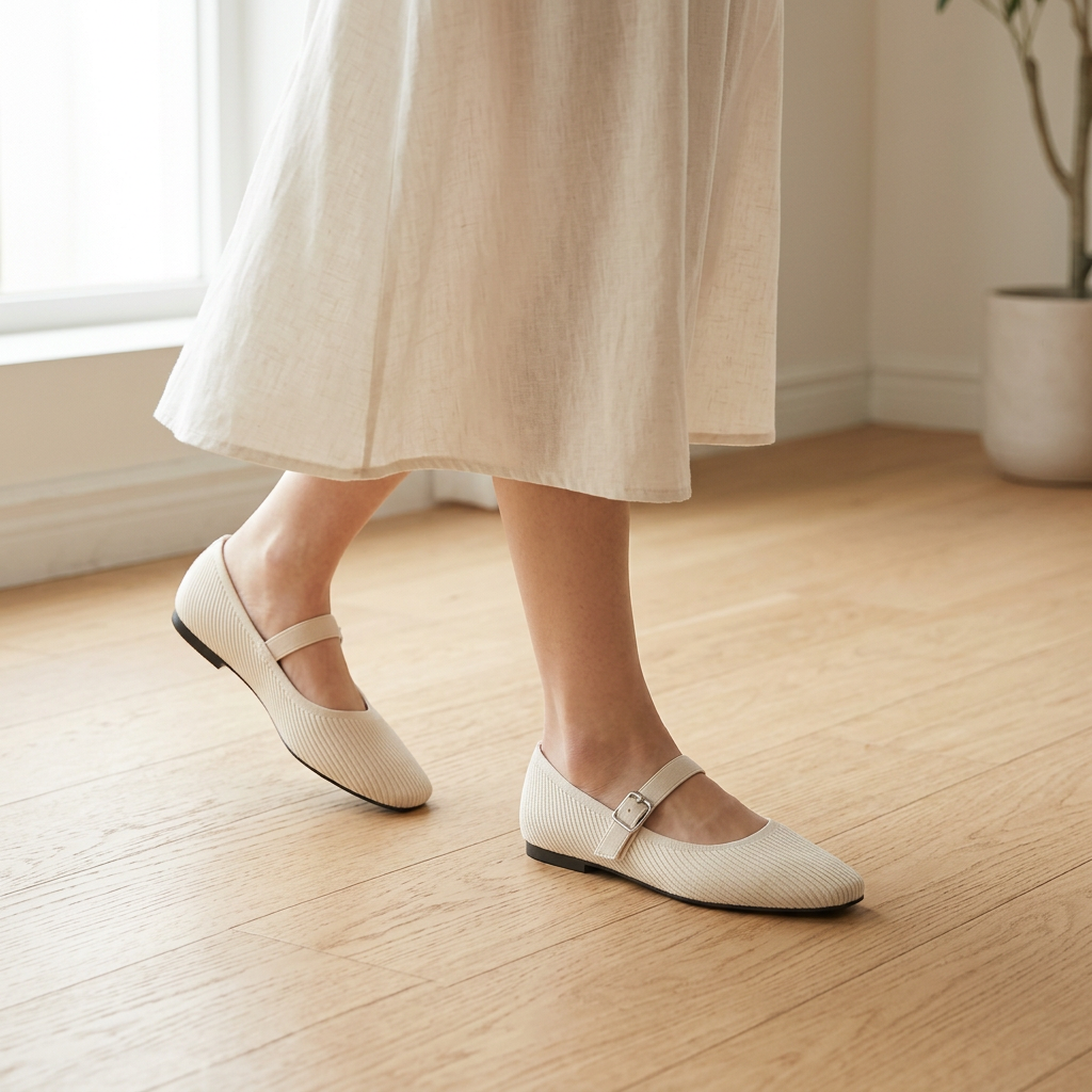 Colette Wide-Fit Square Toe Mary Jane Flats