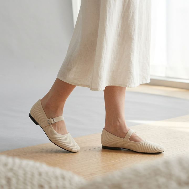 Colette Wide-Fit Square Toe Mary Jane Flats
