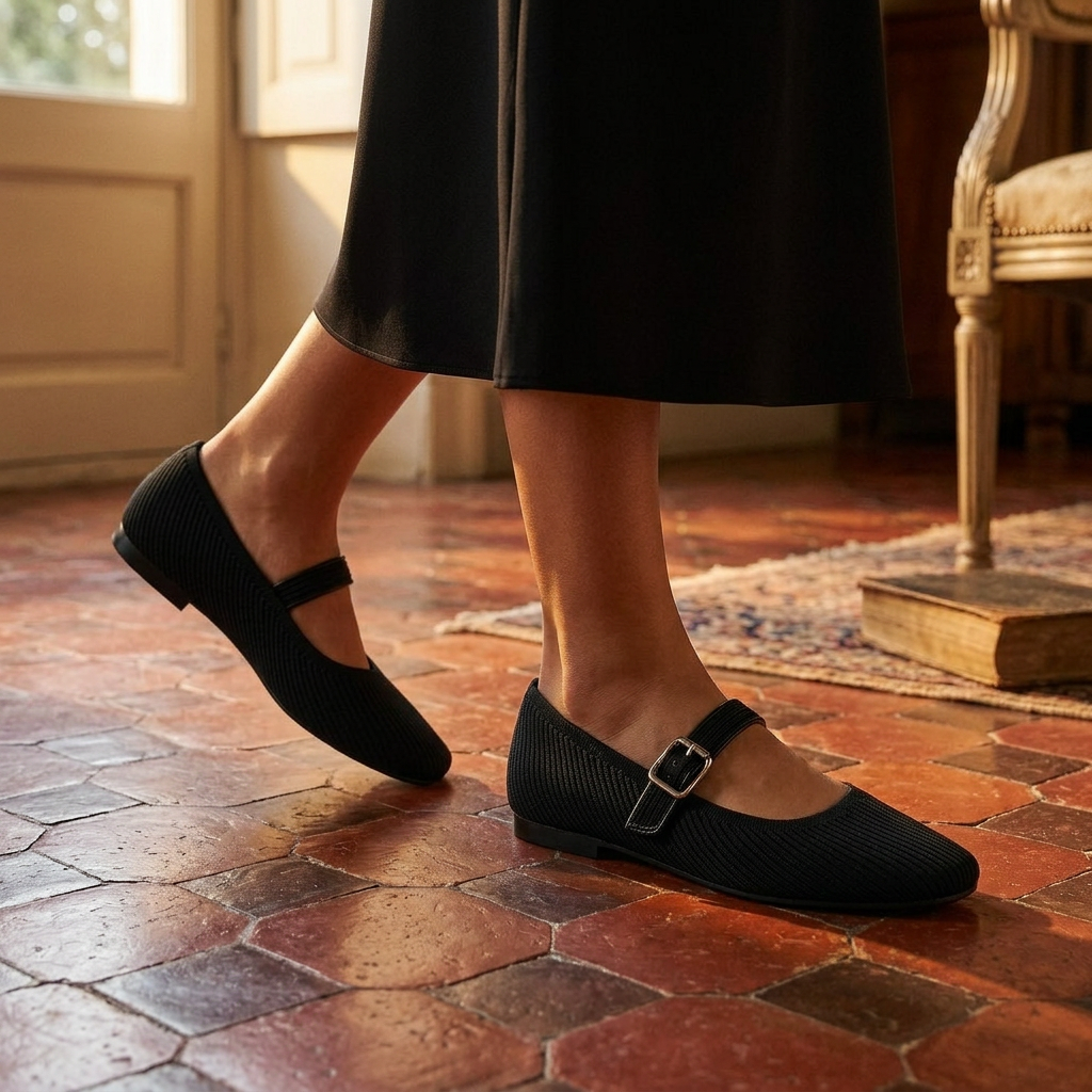 Colette Wide-Fit Square Toe Mary Jane Flats