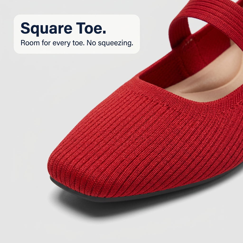 Colette Wide-Fit Square Toe Mary Jane Flats