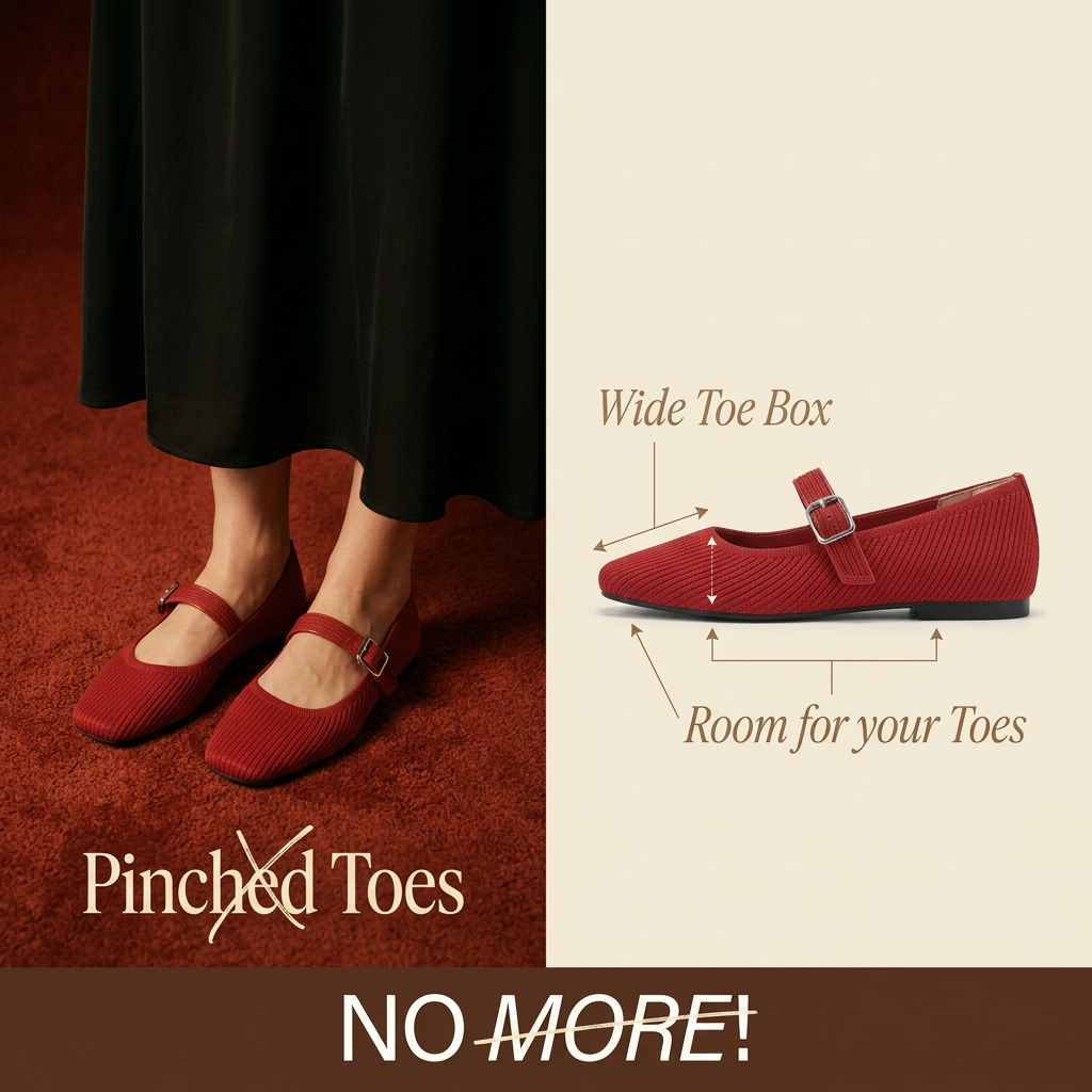 Colette Wide-Fit Square Toe Mary Jane Flats