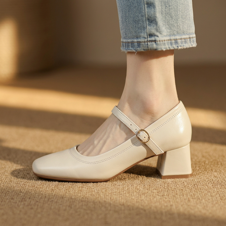 Rosalie Genuine Leather Square-Toe Mary Janes